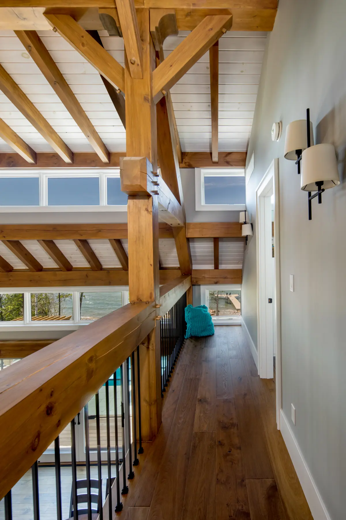 Normerica Timber Homes Timber Frame Portfolio Beachside Bliss Interior Loft Hallway