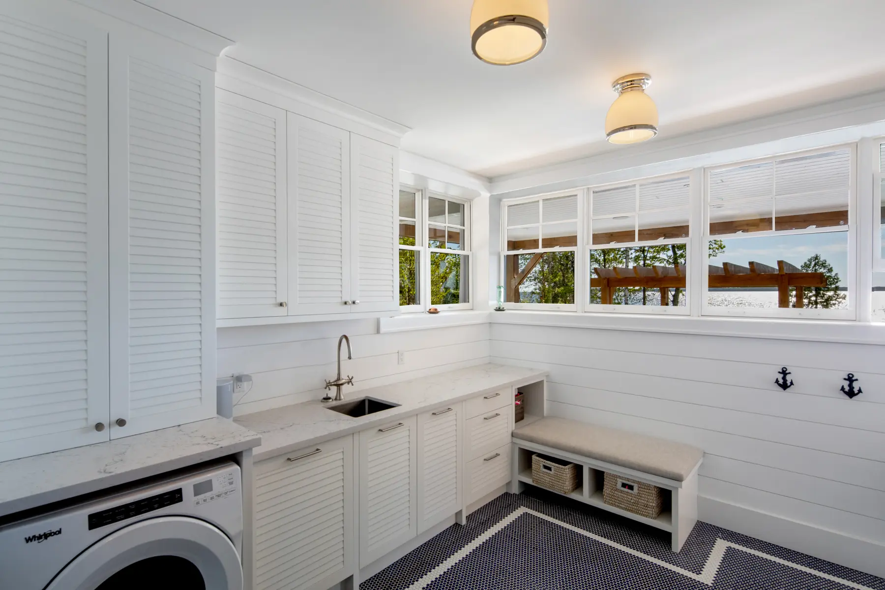 Normerica Timber Homes Timber Frame Portfolio Beachside Bliss Interior Pool Room Basement Laundry Room