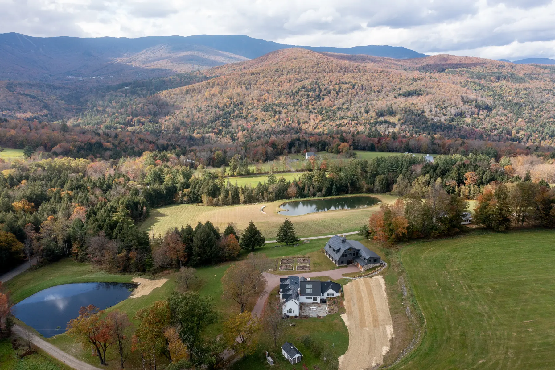 Timber Frame Barn House Exterior Aerial View Normerica Timber Homes