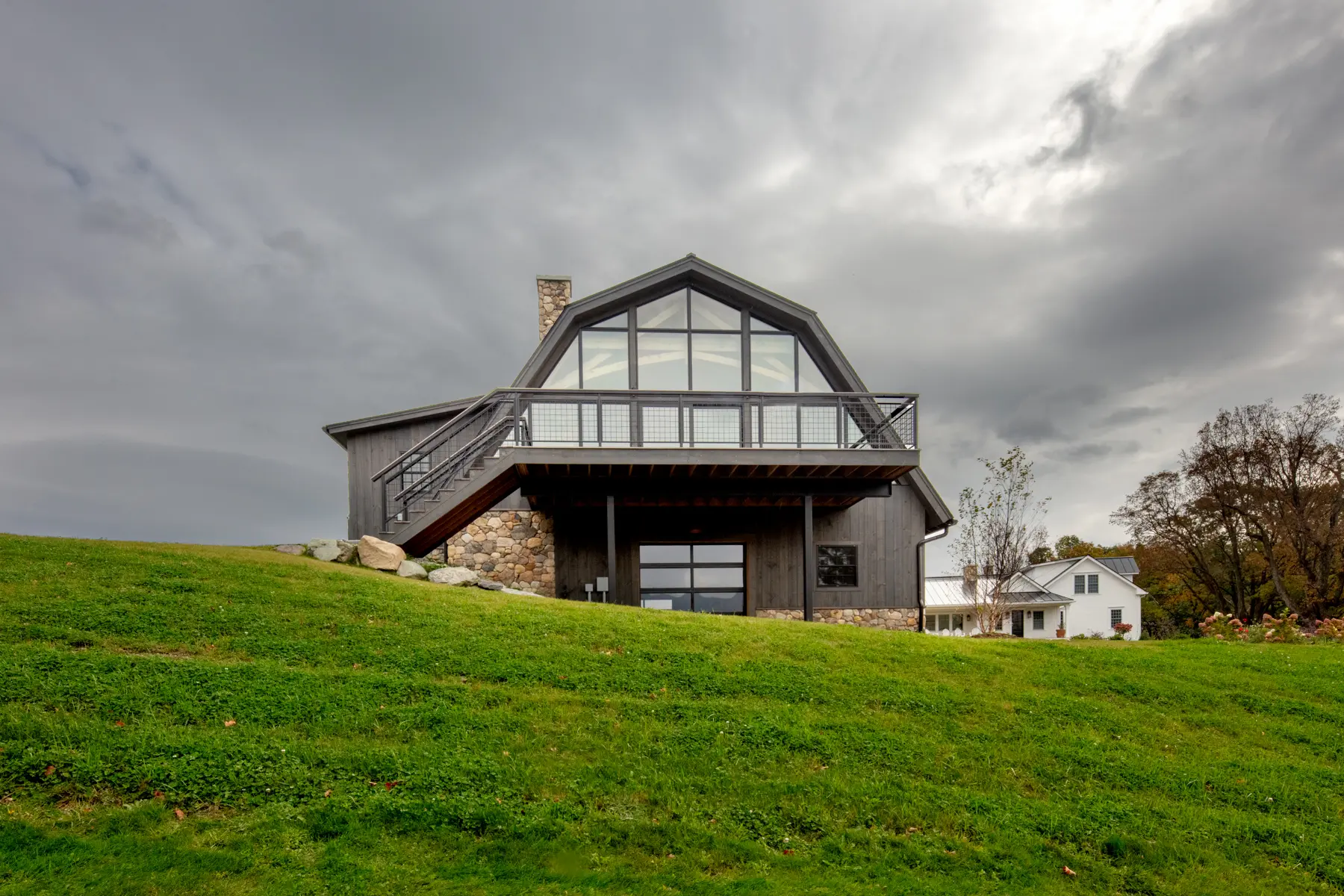 Timber Frame Barn House Exterior Window Wall View Normerica Timber Homes