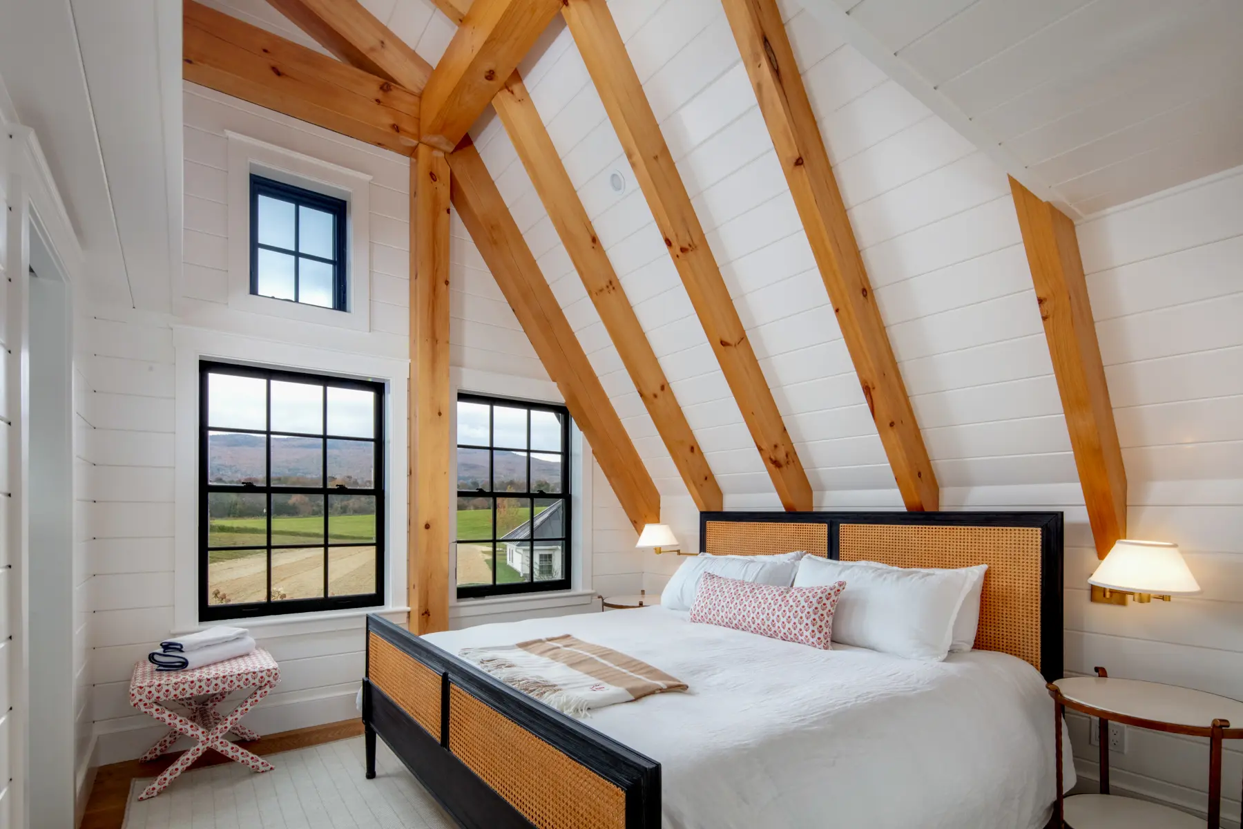 Timber Frame Barn House Interior Bedroom Ceiling Normerica Timber Homes