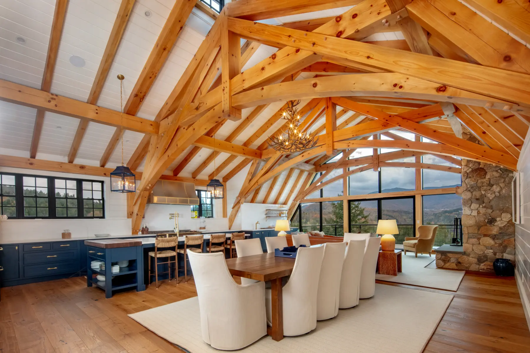 Timber Frame Barn House Interior Dining Room Normerica Timber Homes