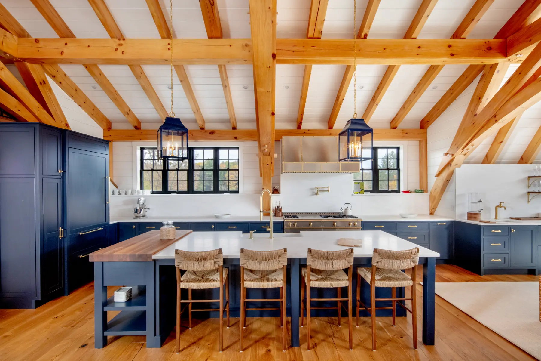 Timber Frame Barn House Interior Kitchen Normerica Timber Homes