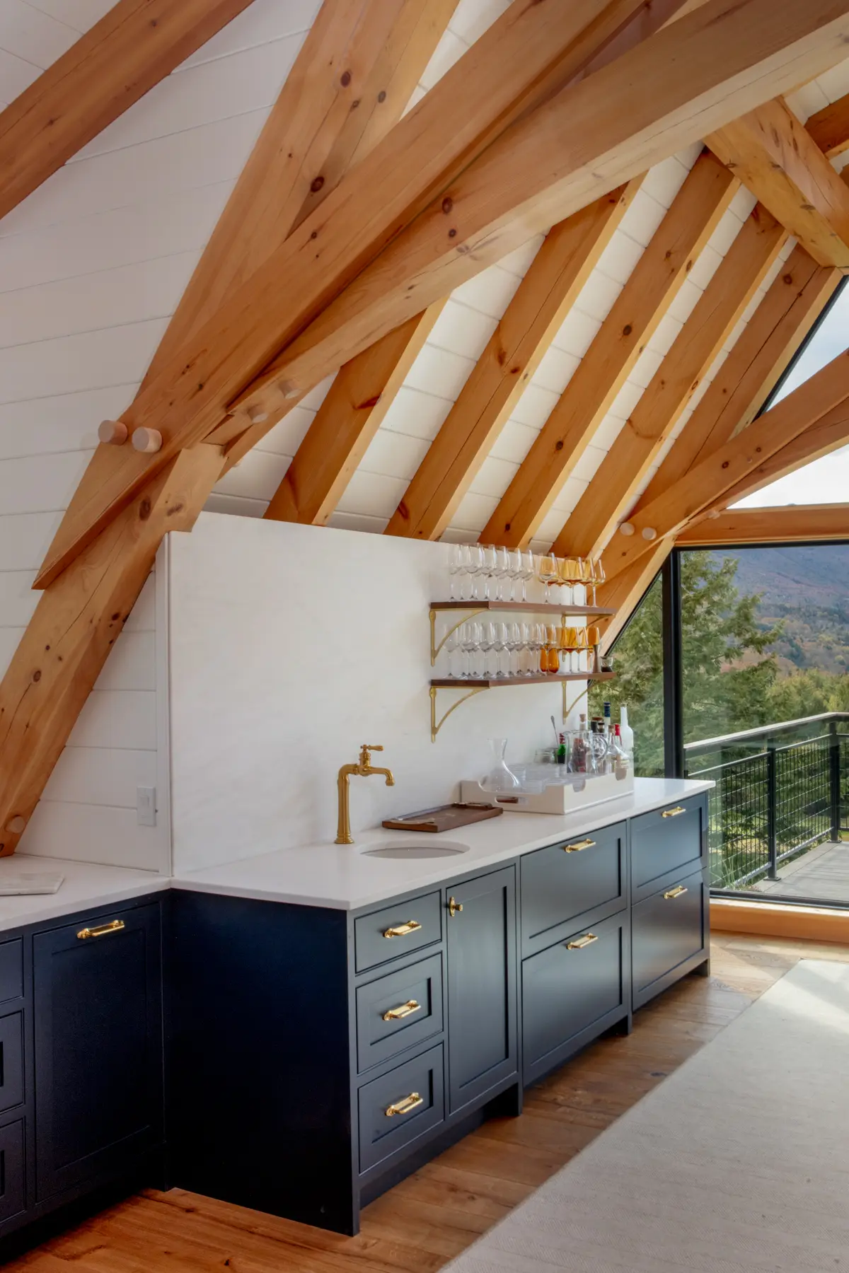 Timber Frame Barn House Interior Kitchen Sink Normerica Timber Homes