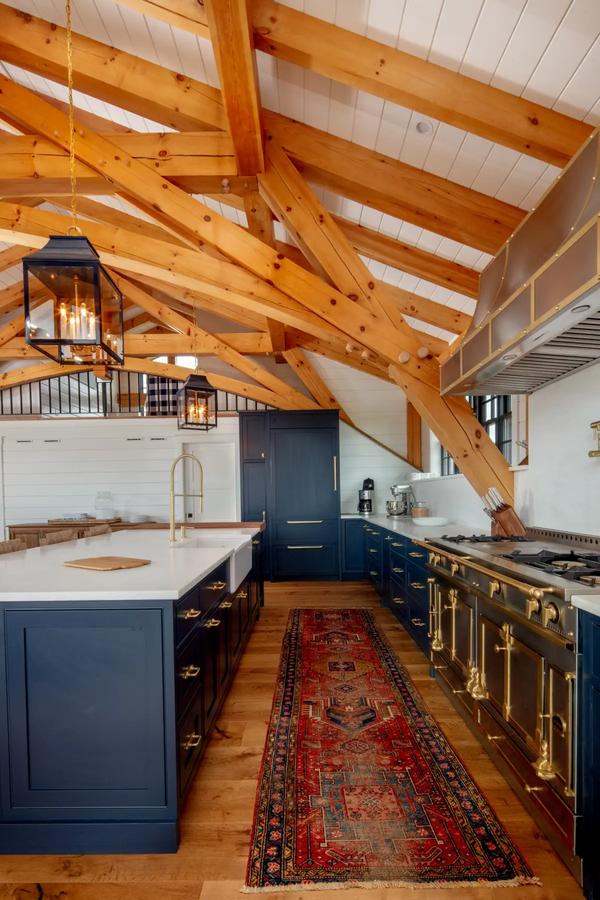Timber Frame Barn House Interior Kitchen Trusses Normerica Timber Homes