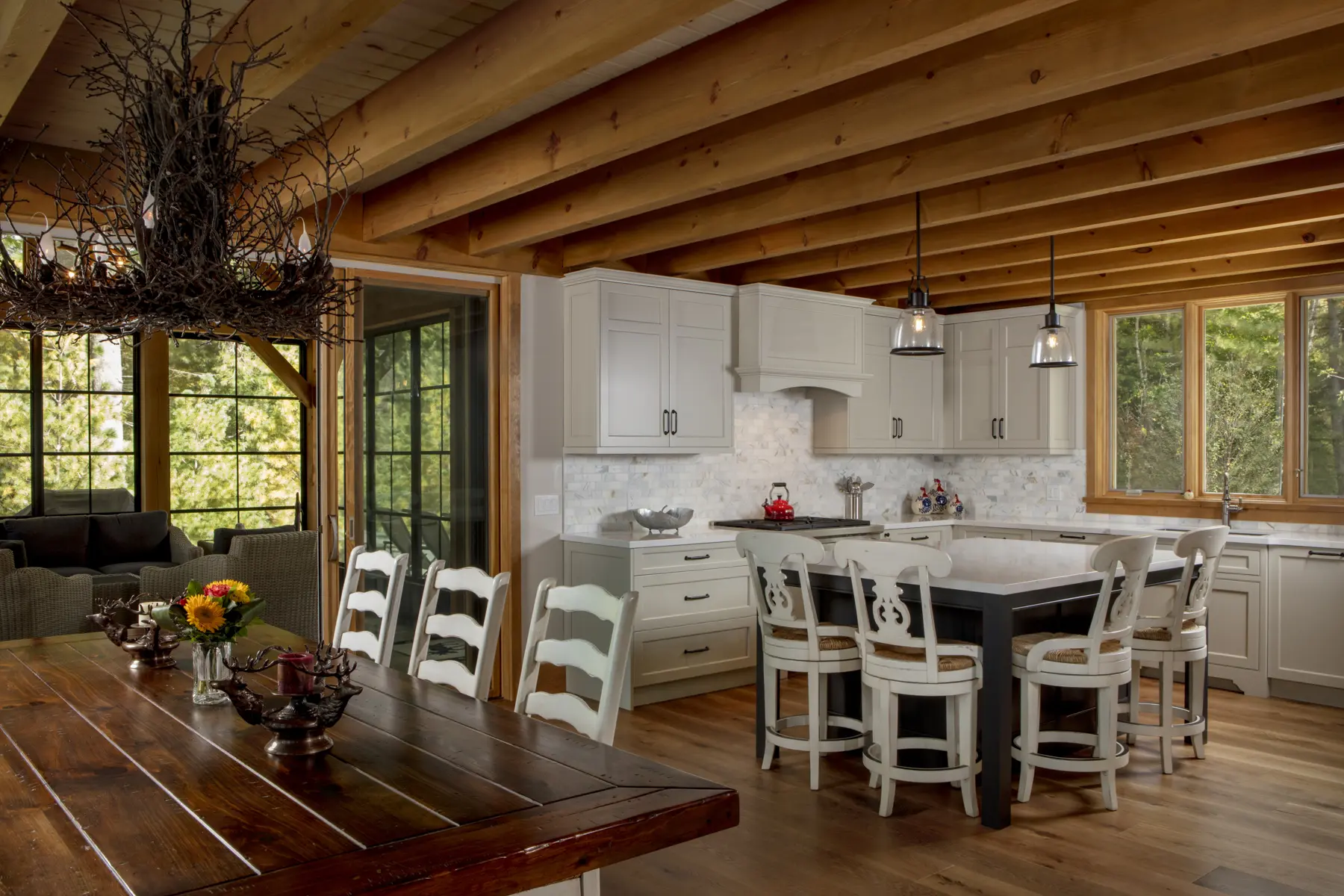 11 Normerica Timber Frame Interior Cottage Dining Room Kitchen Open Concept