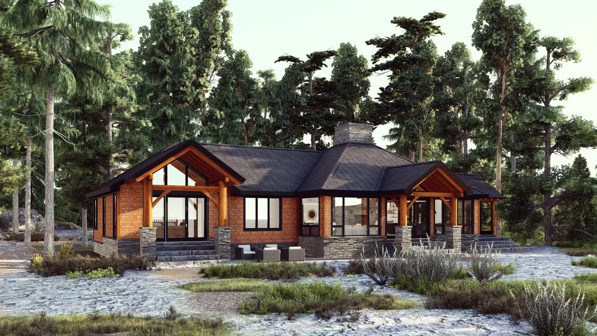 2 Normerica Timber Frames House Plan The Britt 3954 Exterior Back