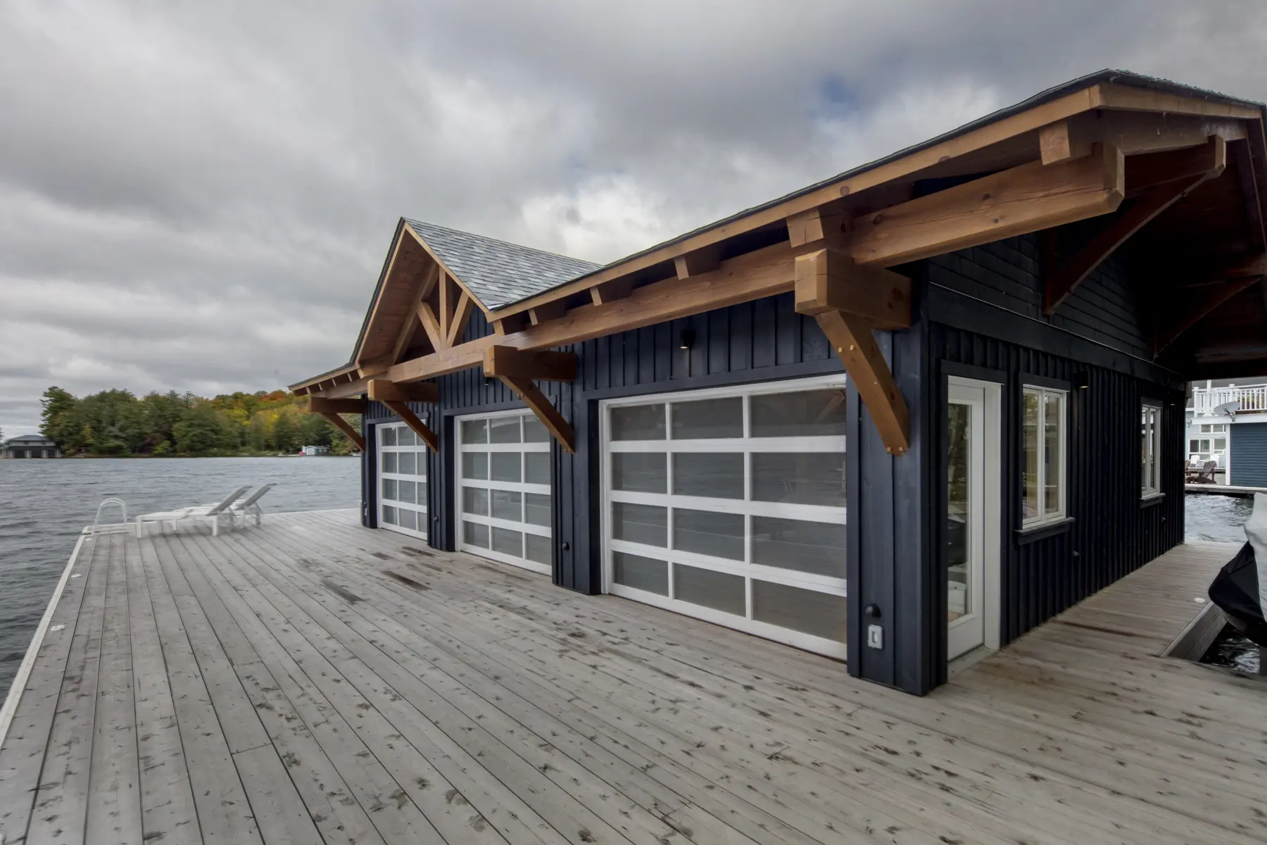 21 Normerica Timber Frame Exterior Cottage Boathouse Dock