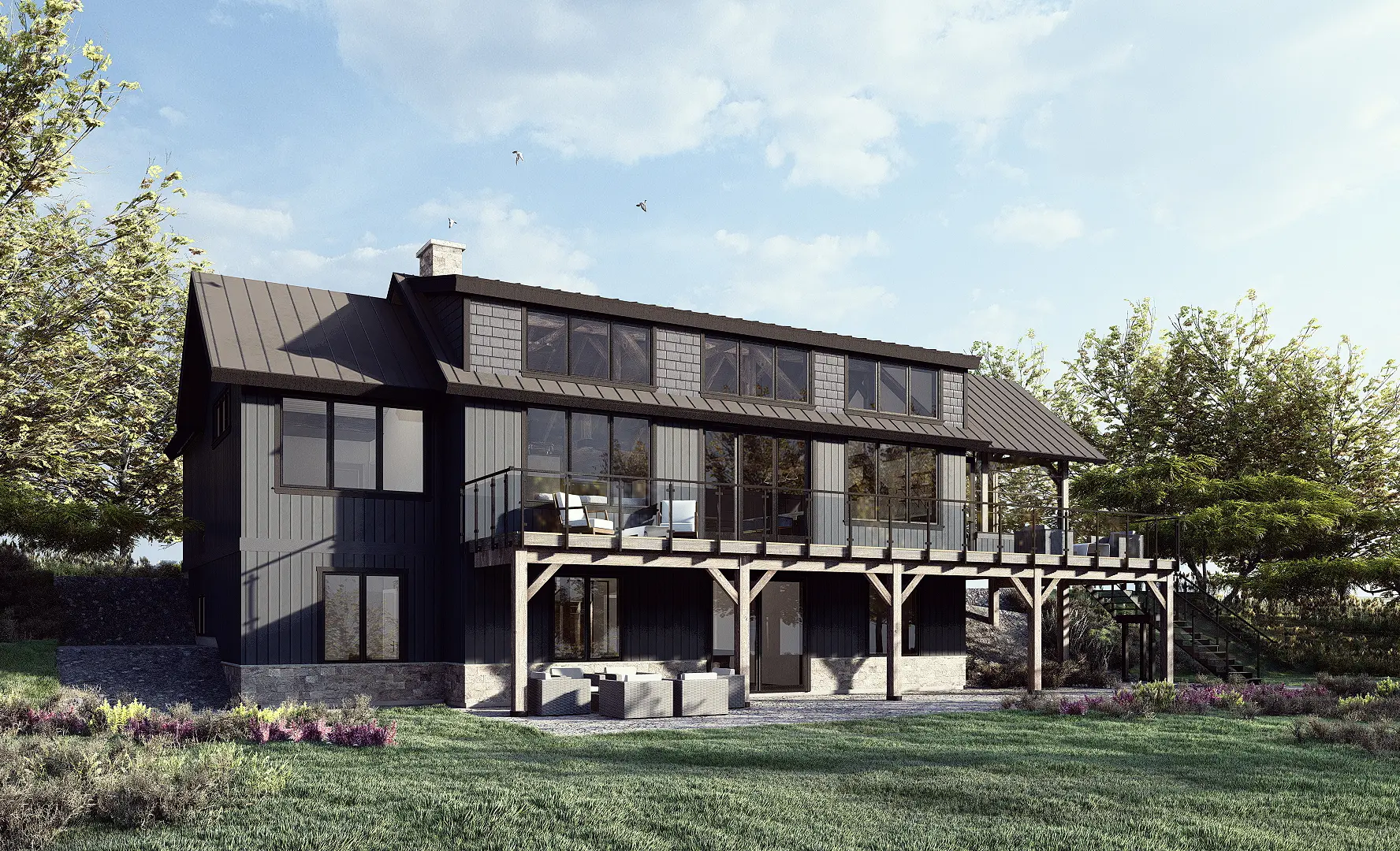 3 Normerica Timber Frames House Plan The Redstone Exterior Rear