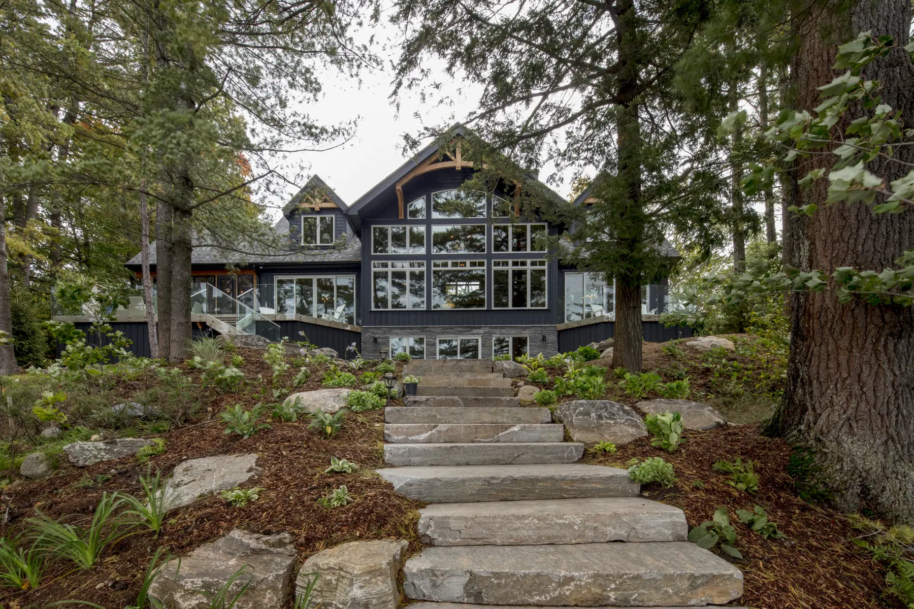 6 Normerica Timber Frame Exterior Cottage Lake View Rear View