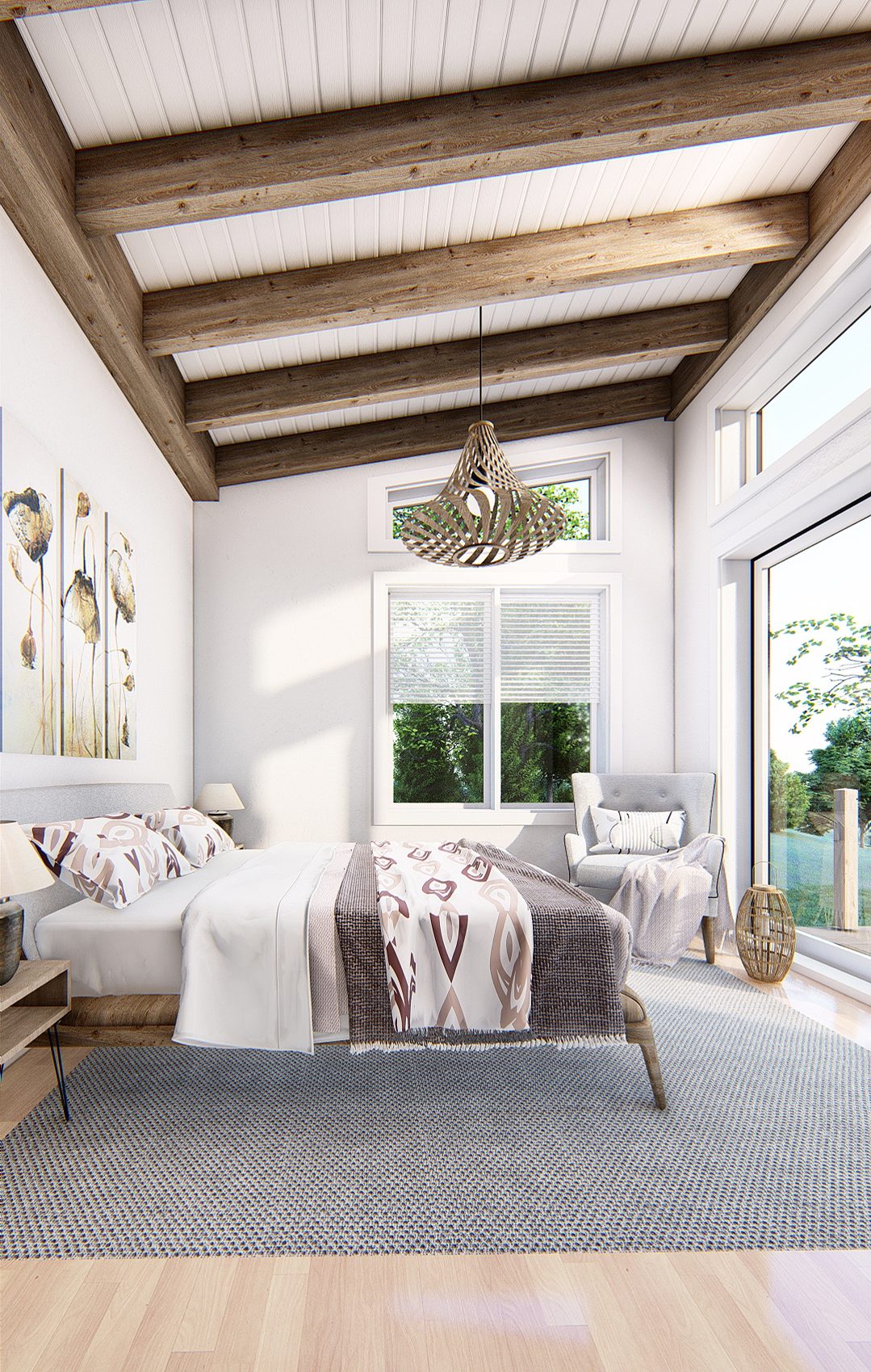 6 Normerica Timber Frames House Plan The Laurentian Interior Bedroom rotated