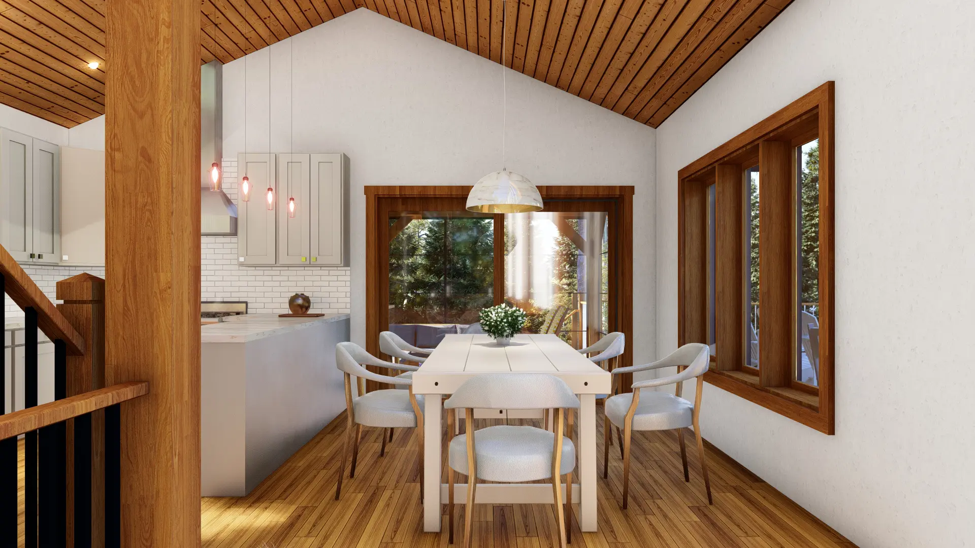 7 Normerica Timber Frames House Plans The Tobermory 3949 Interior Dining Room Kitchen