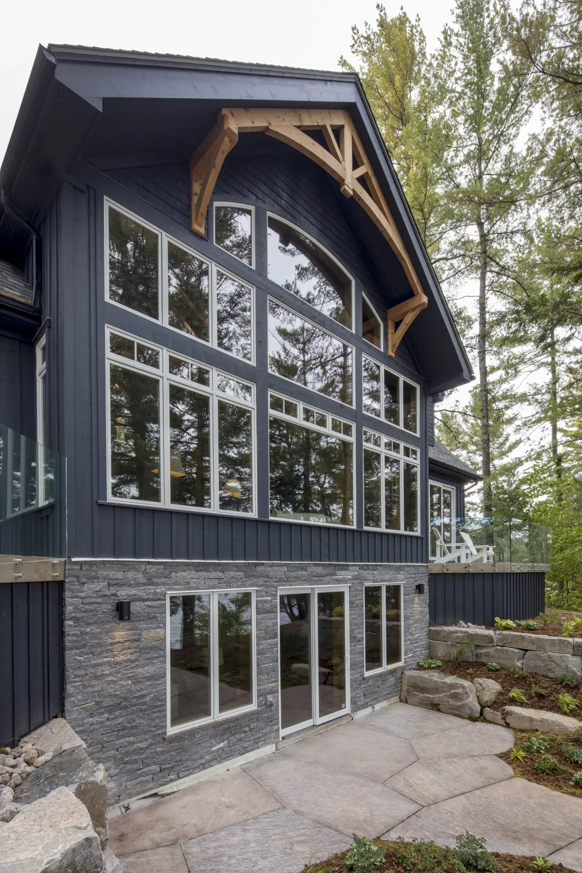 8 Normerica Timber Frame Exterior Cottage Rear View Lake View