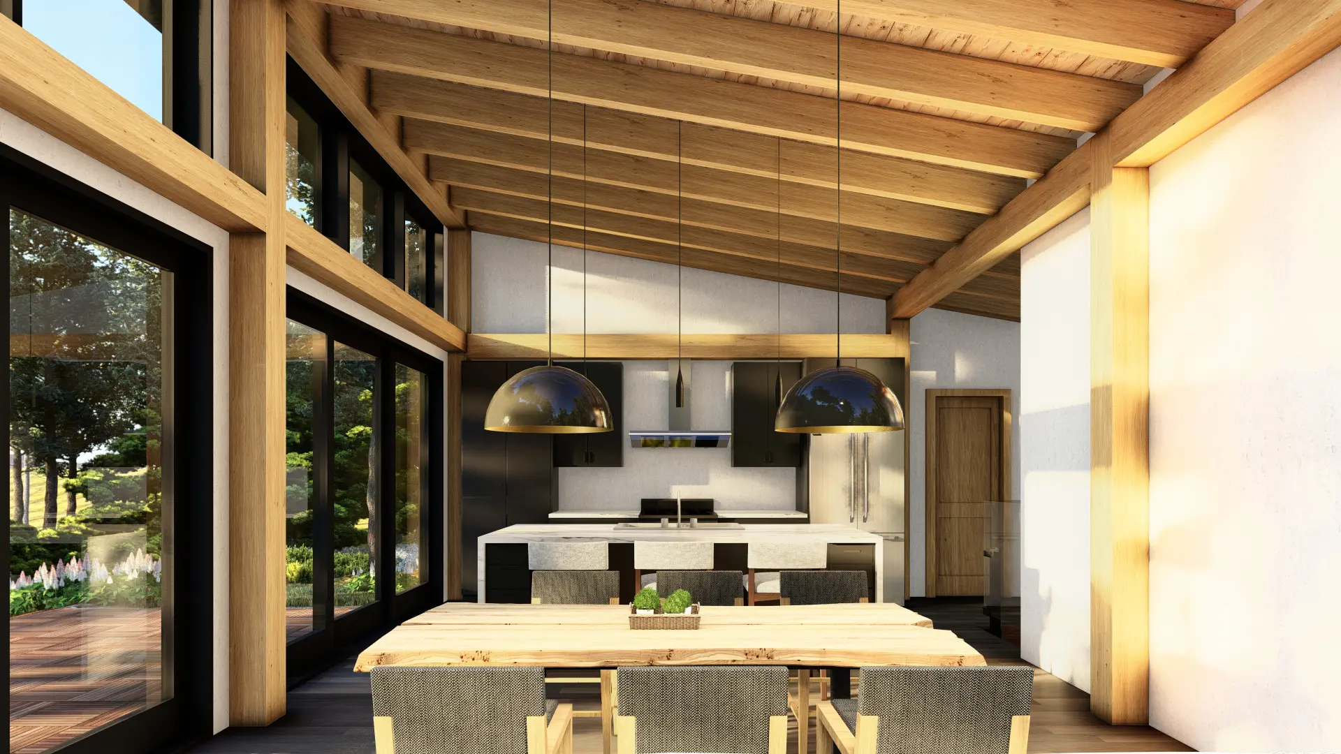 8 Normerica Timber Frames House Plan The Bayfield 3945 Interior Dining Room Kitchen