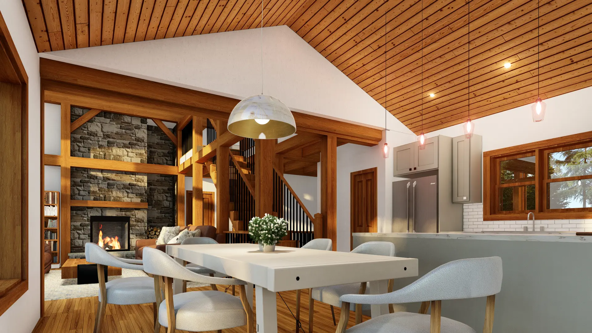 8 Normerica Timber Frames House Plans The Tobermory 3949 Interior Dining Room