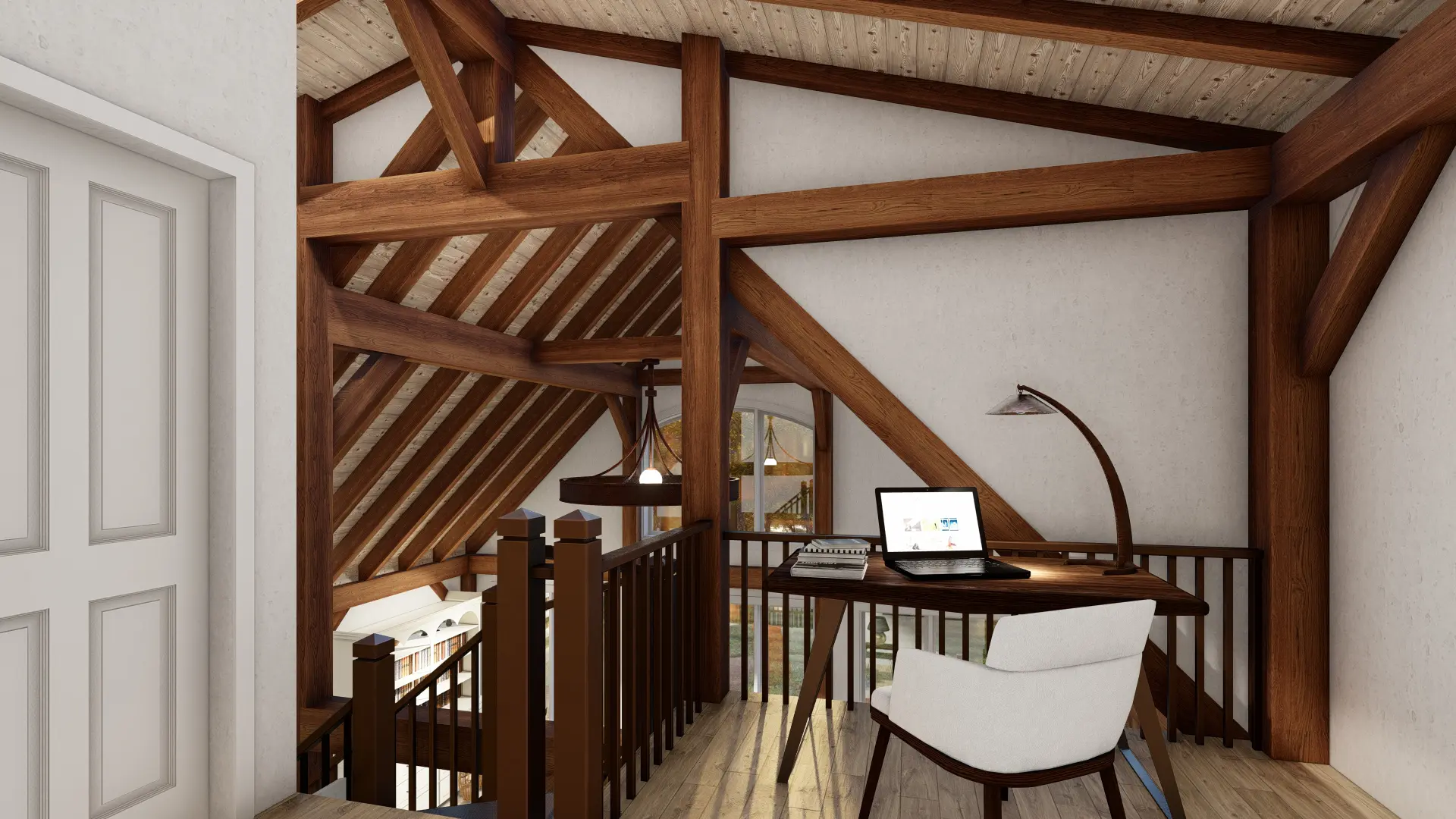 9 Normerica Timber Frames House Plan The Kennebec Interior Second Floor Loft Office