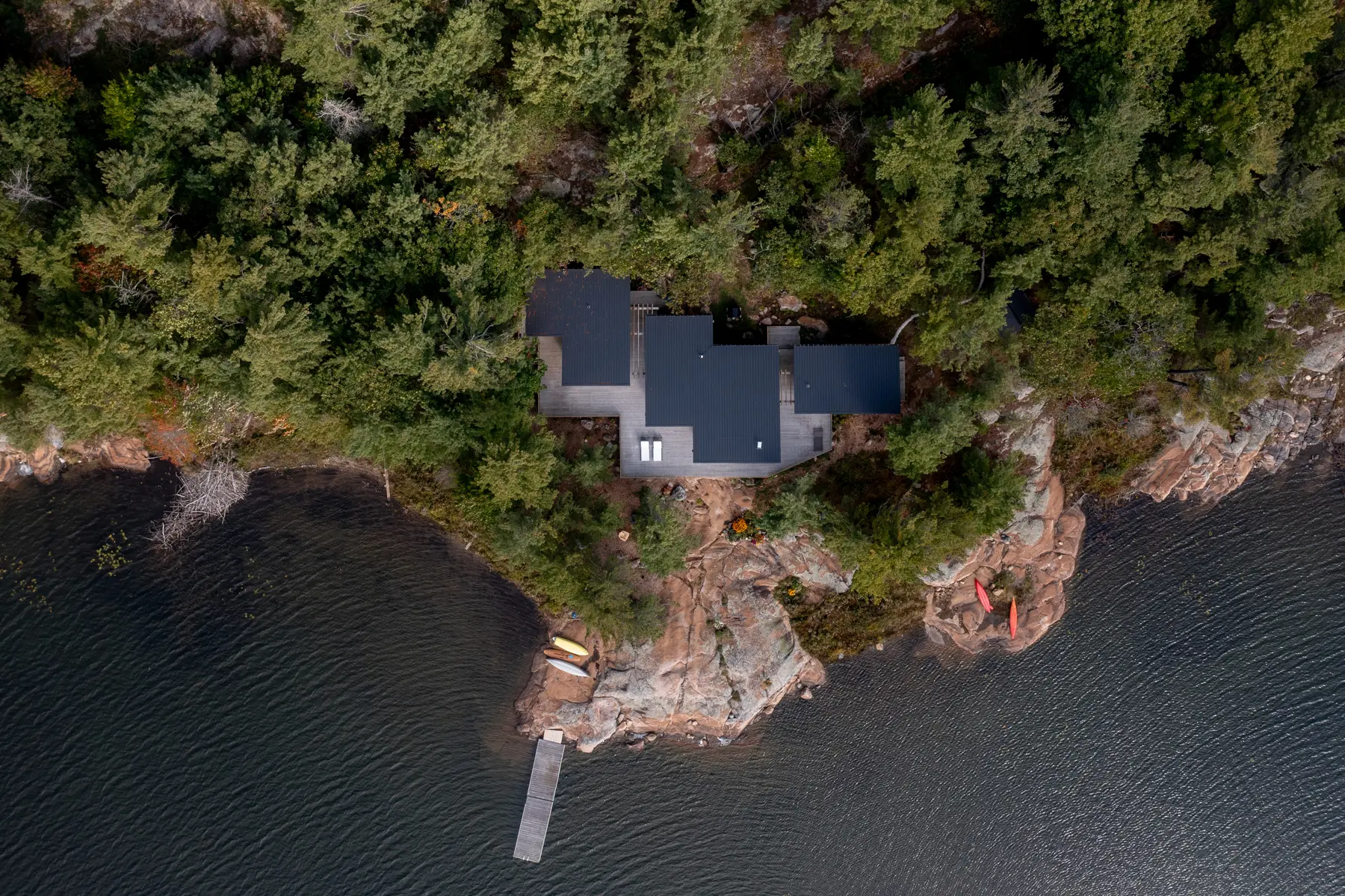 Georgian Bay Cottage Exterior Aerial Cottage Roof Normerica Timber Homes