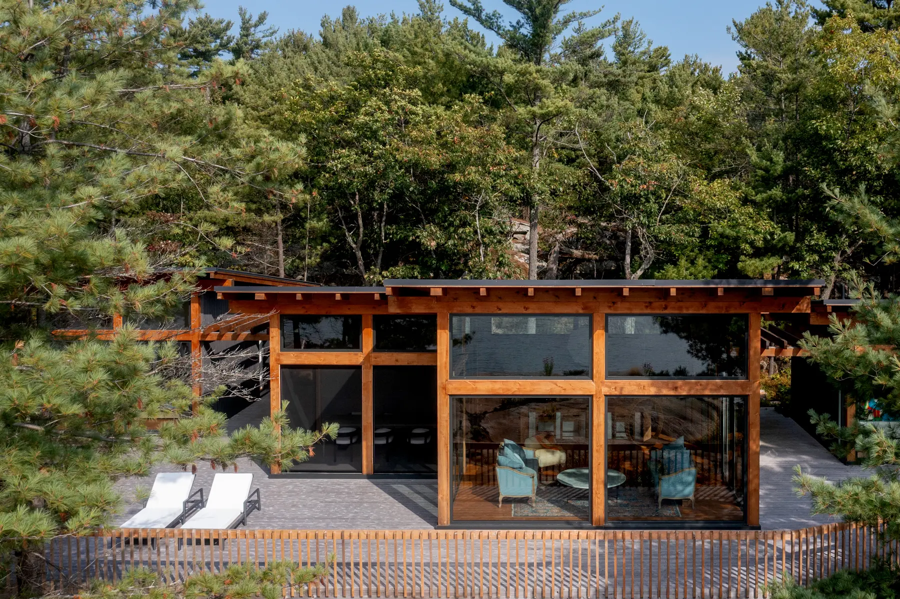 Georgian Bay Cottage Exterior Aerial Cottage Windows Normerica Timber Homes