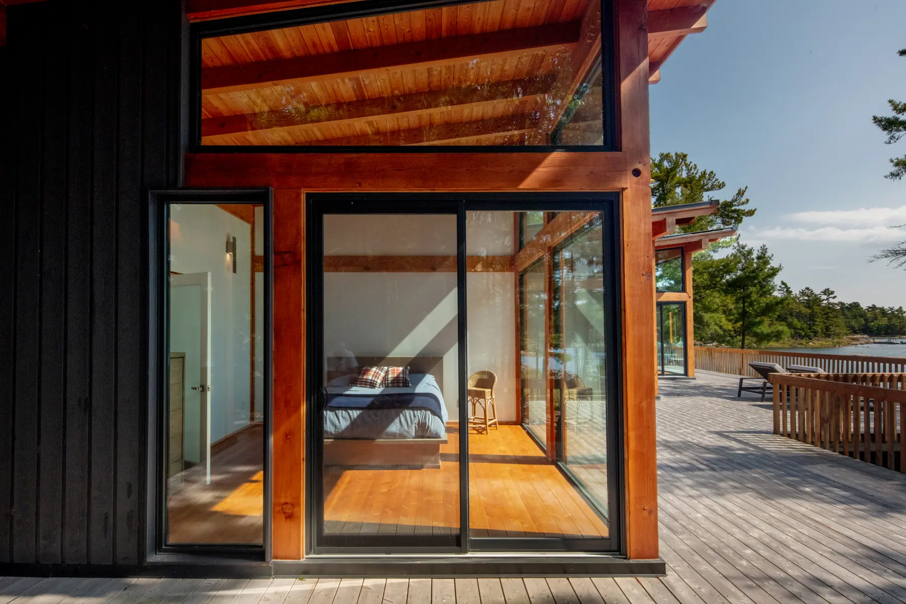 Georgian Bay Cottage Exterior View of Sleeping Pod from Outside In Normerica Timber Homes