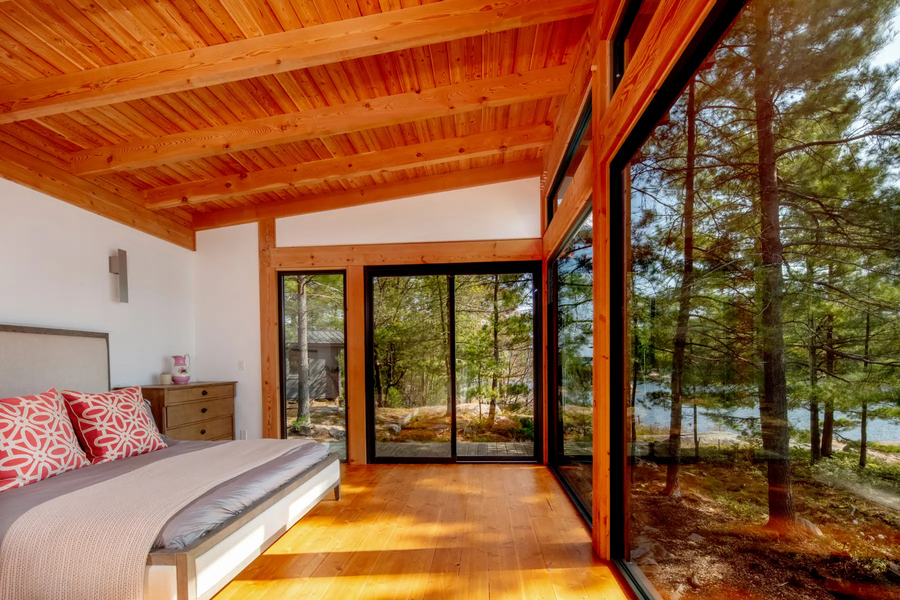 Georgian Bay Cottage Interior Bedroom View Normerica Timber Homes