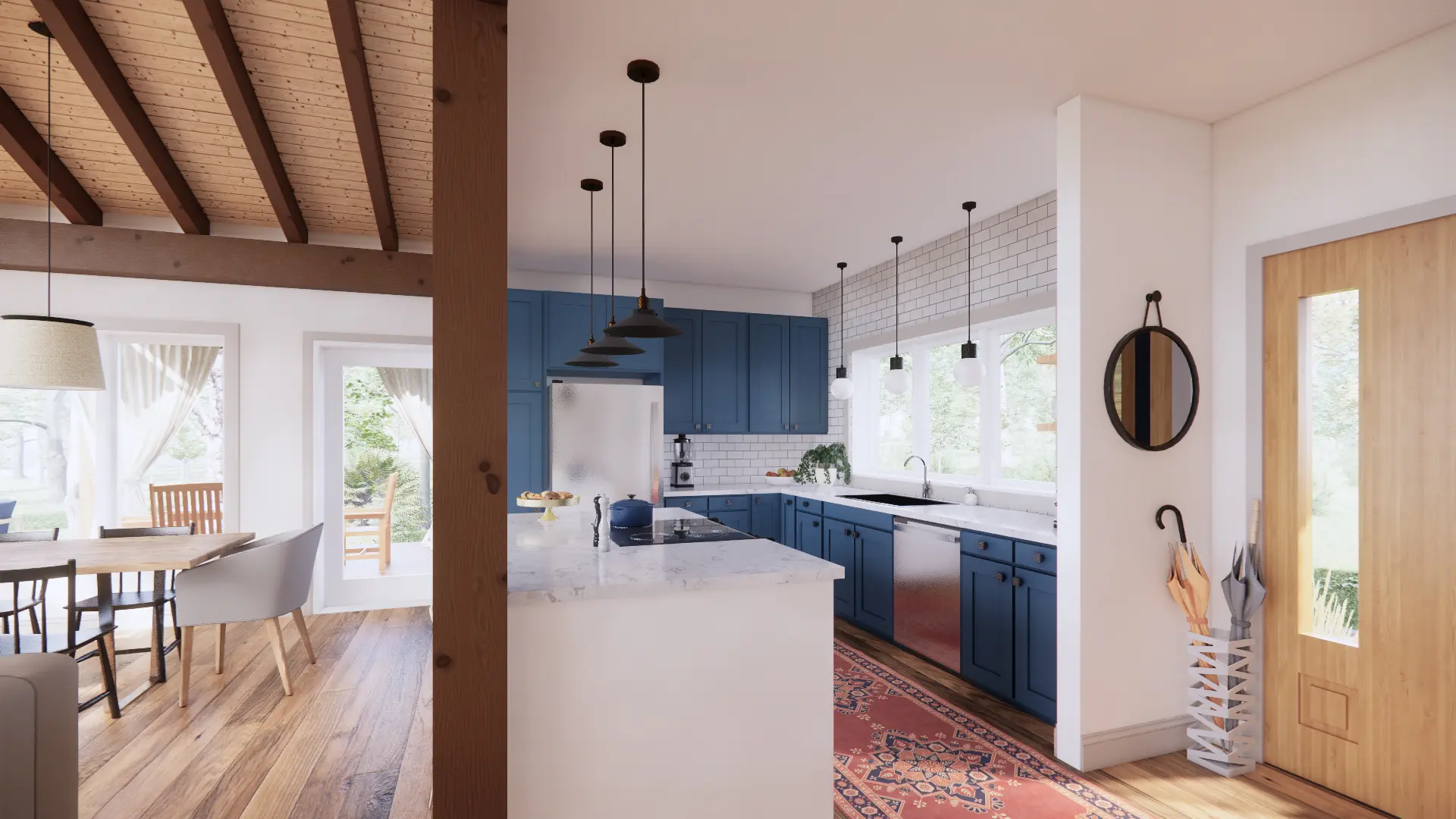 Lakeside Bungalow Cottage House Plan The Nipissing 3652 Interior Kitchen Normerica Timber Homes