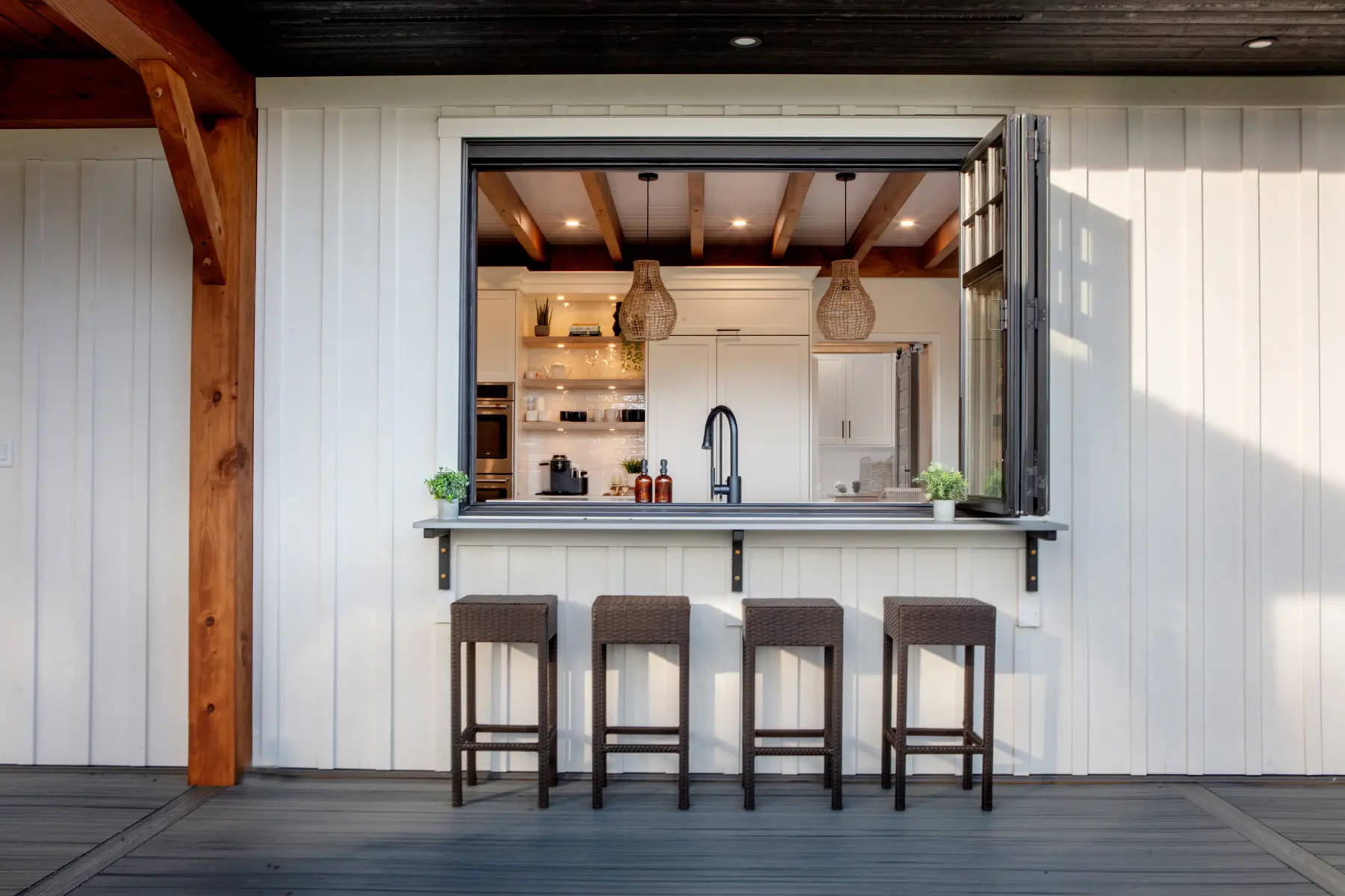 Modern Farmhouse Exterior Kitchen Pass Through Window Normerica Timber Homes