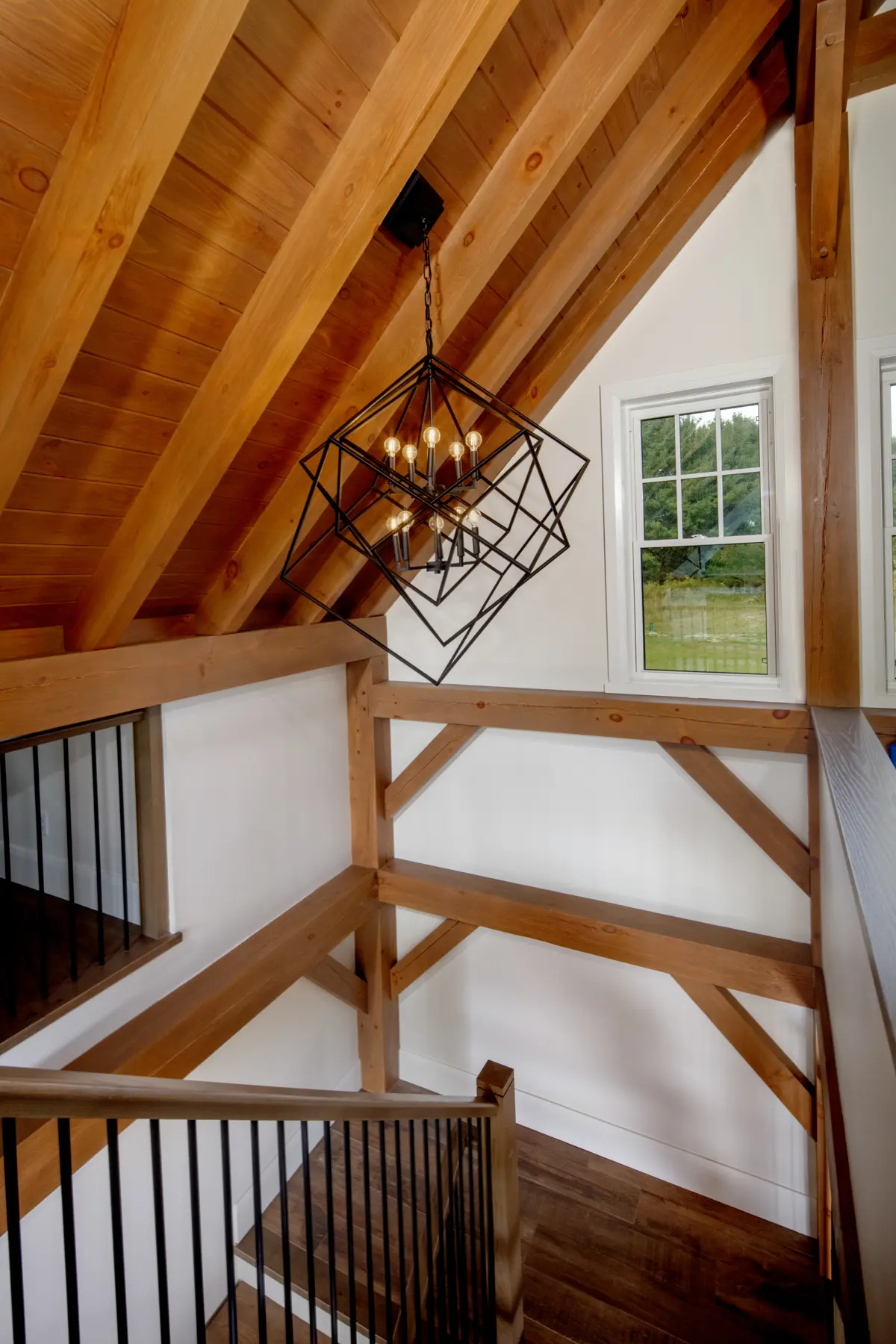 Modern Farmhouse Interior Timber Frame Stairs Loft Normerica Timber Homes