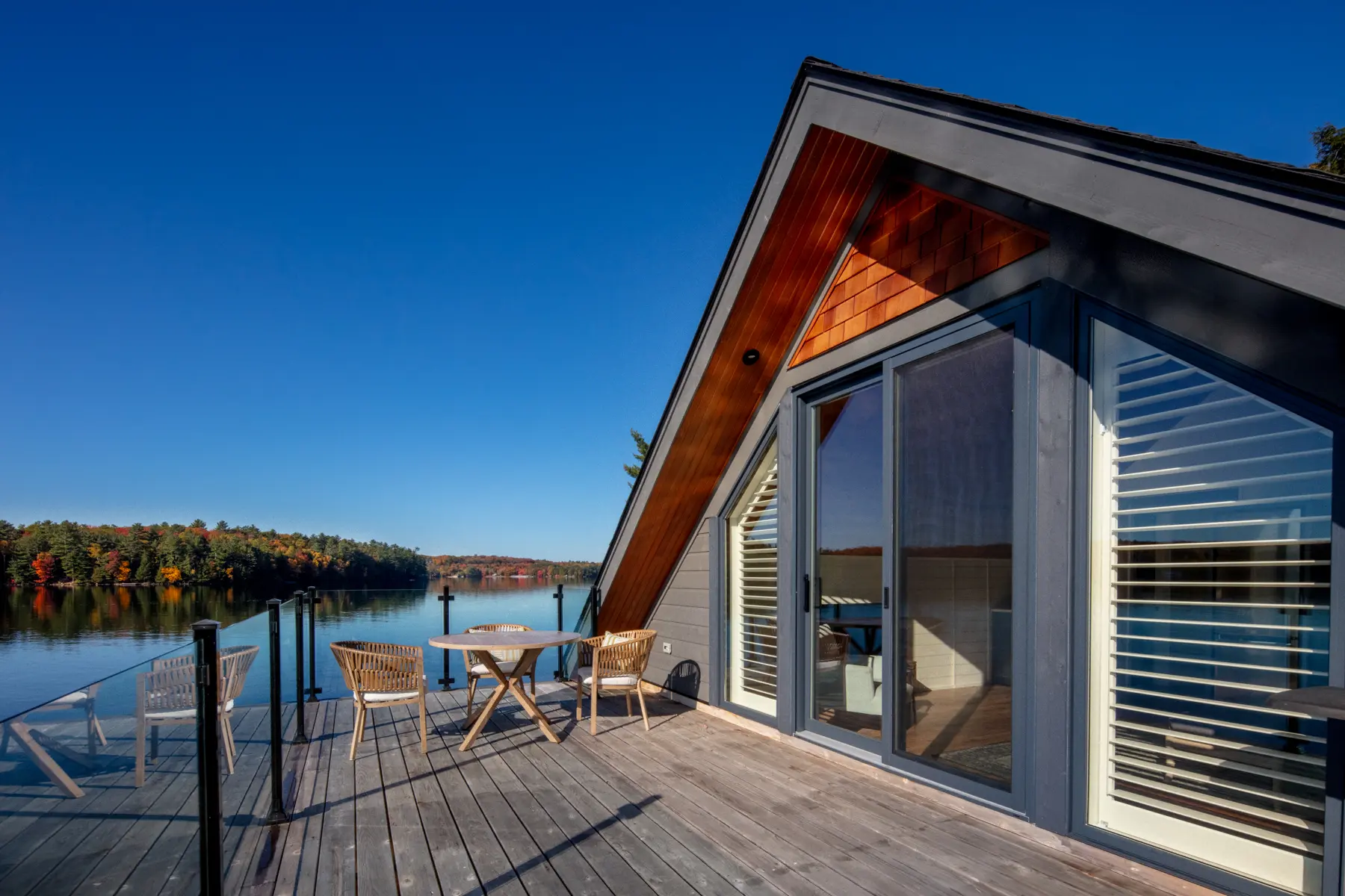 Muskoka Island Cottage Exterior Boat House Deck Normerica