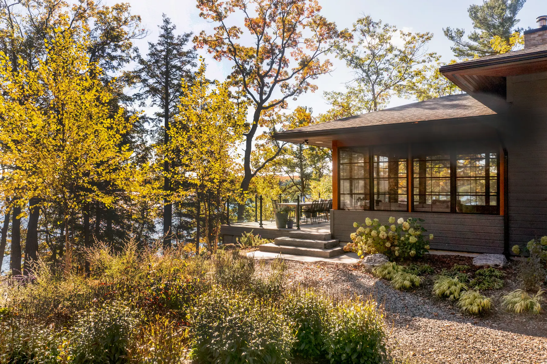Muskoka Island Cottage Exterior Deck and Muskoka Room