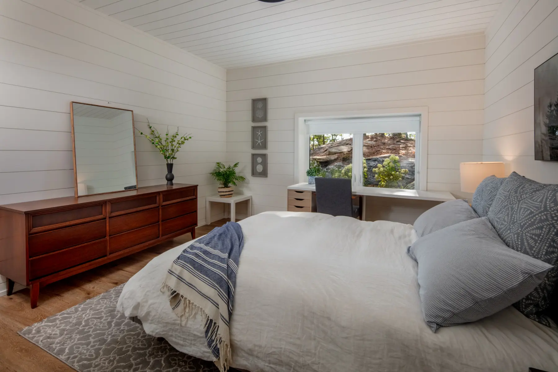 Muskoka Island Cottage Interior Basement Bedroom Guest Room