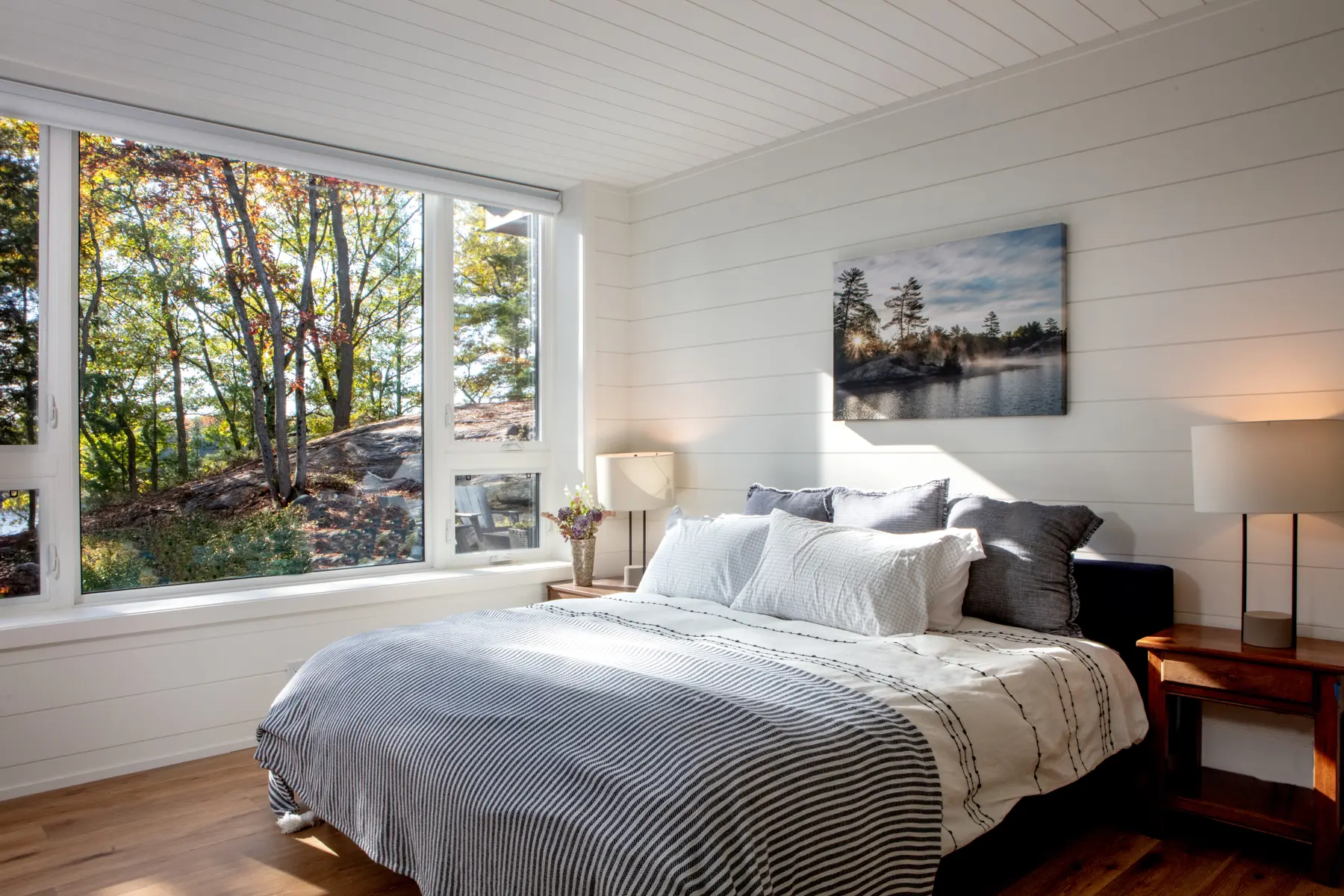 Muskoka Island Cottage Interior Basement Bedroom Normerica