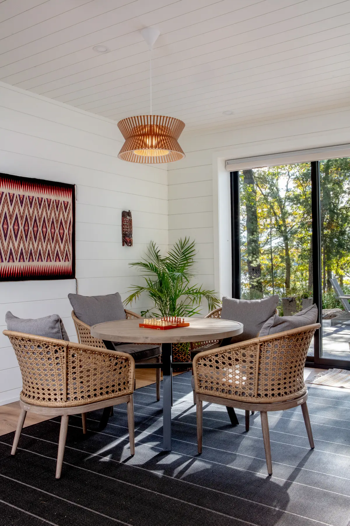 Muskoka Island Cottage Interior Basement Family Room Table