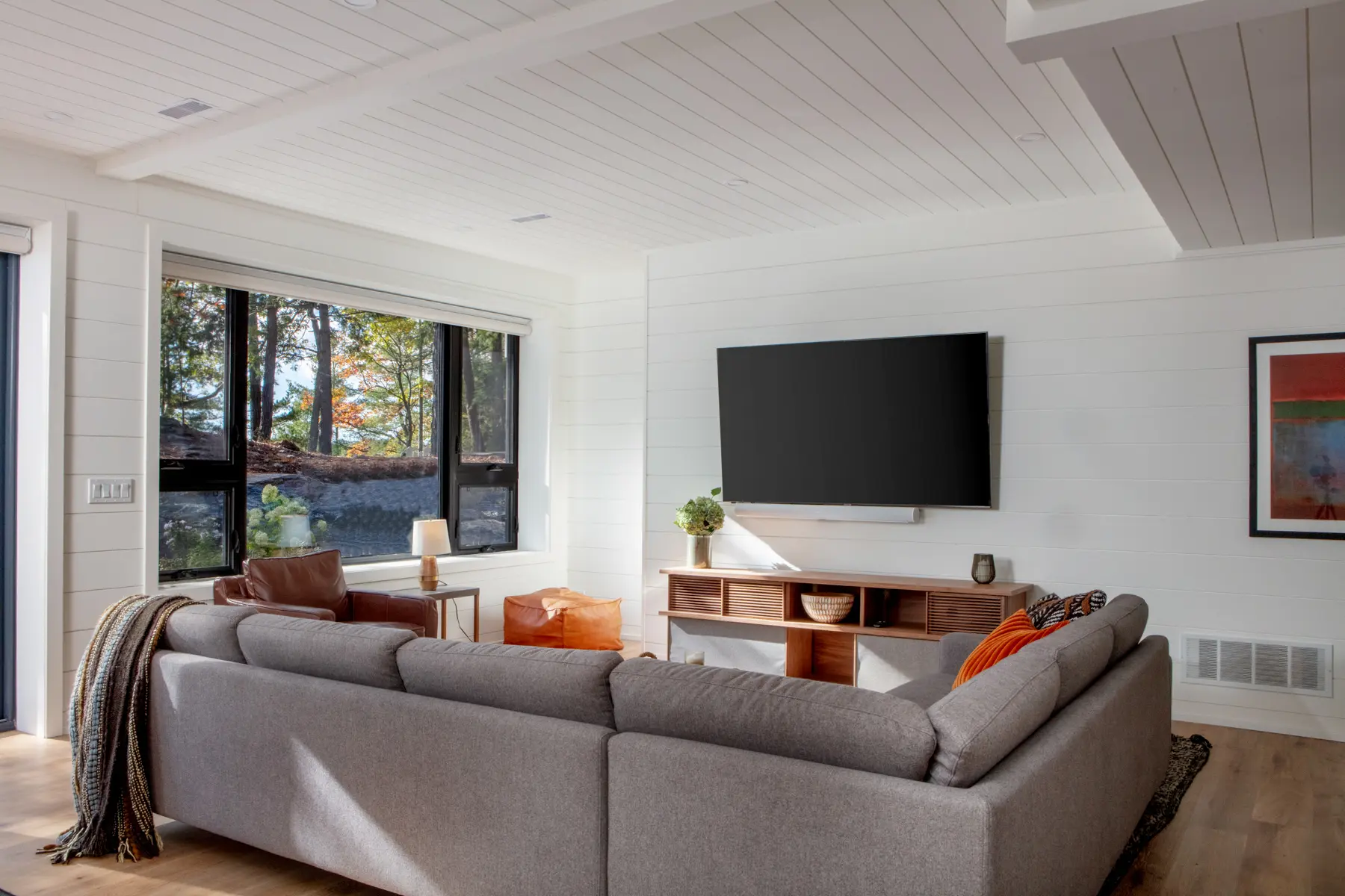 Muskoka Island Cottage Interior Basement Family Room
