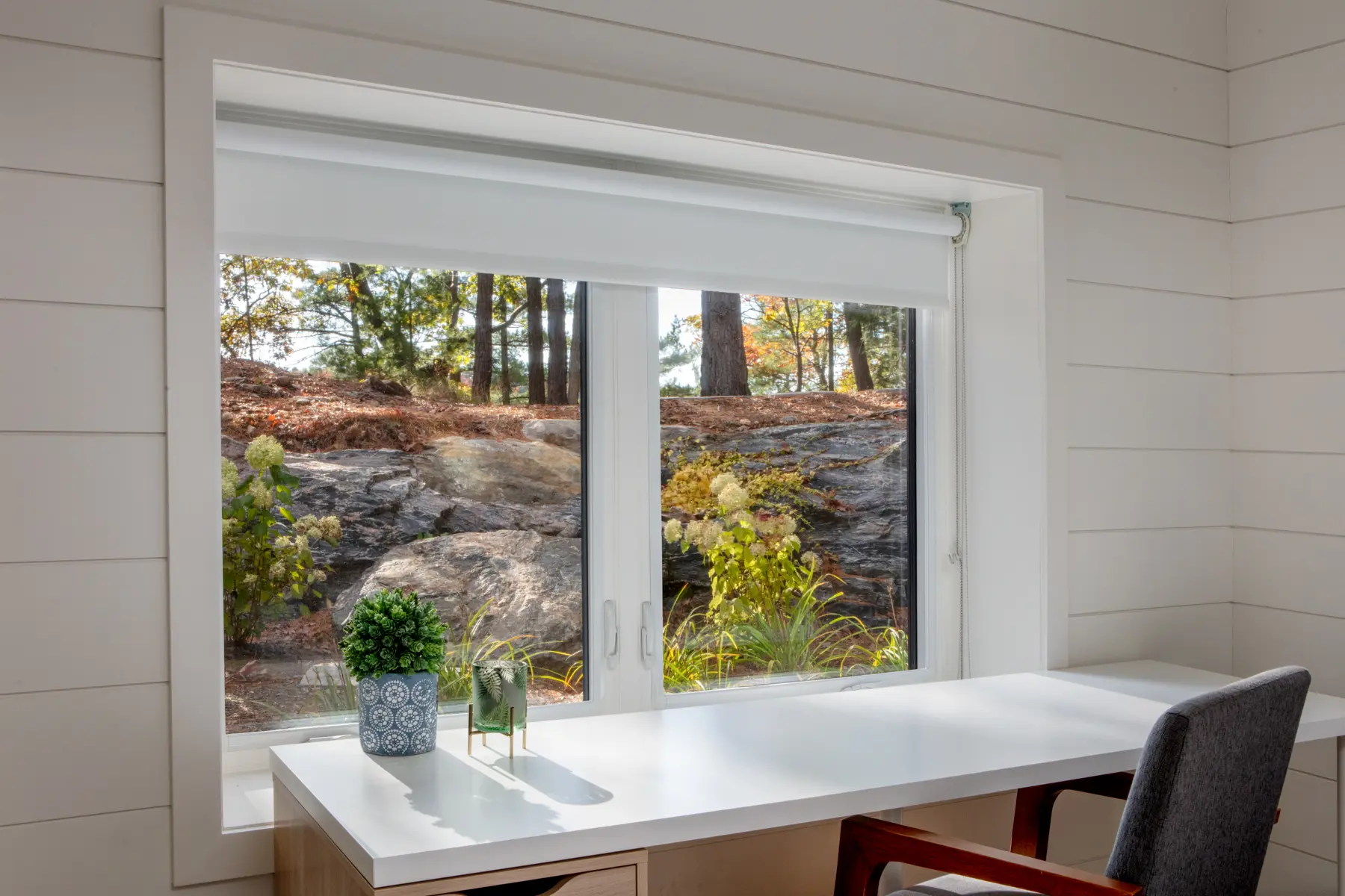 Muskoka Island Cottage Interior Basement Office Desk