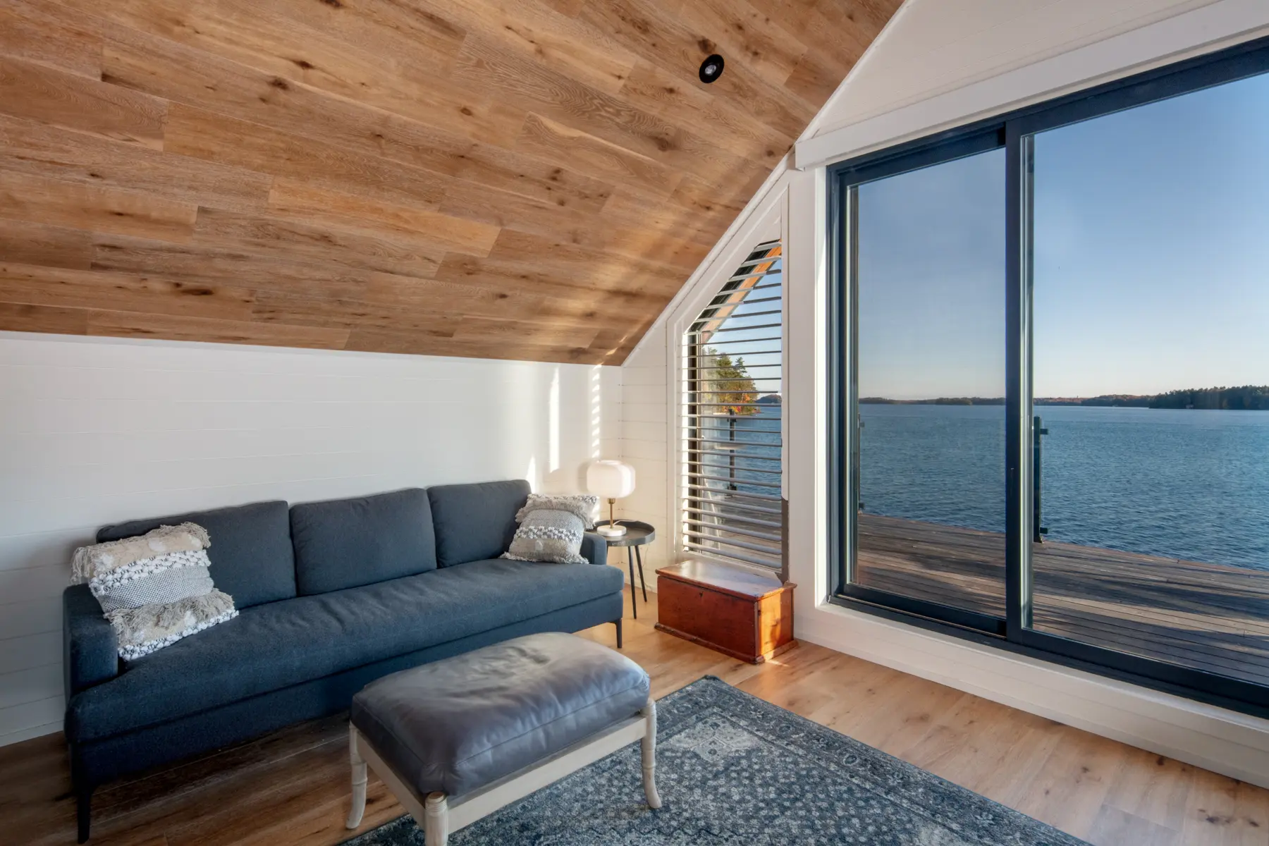 Muskoka Island Cottage Interior Boathouse Living Room