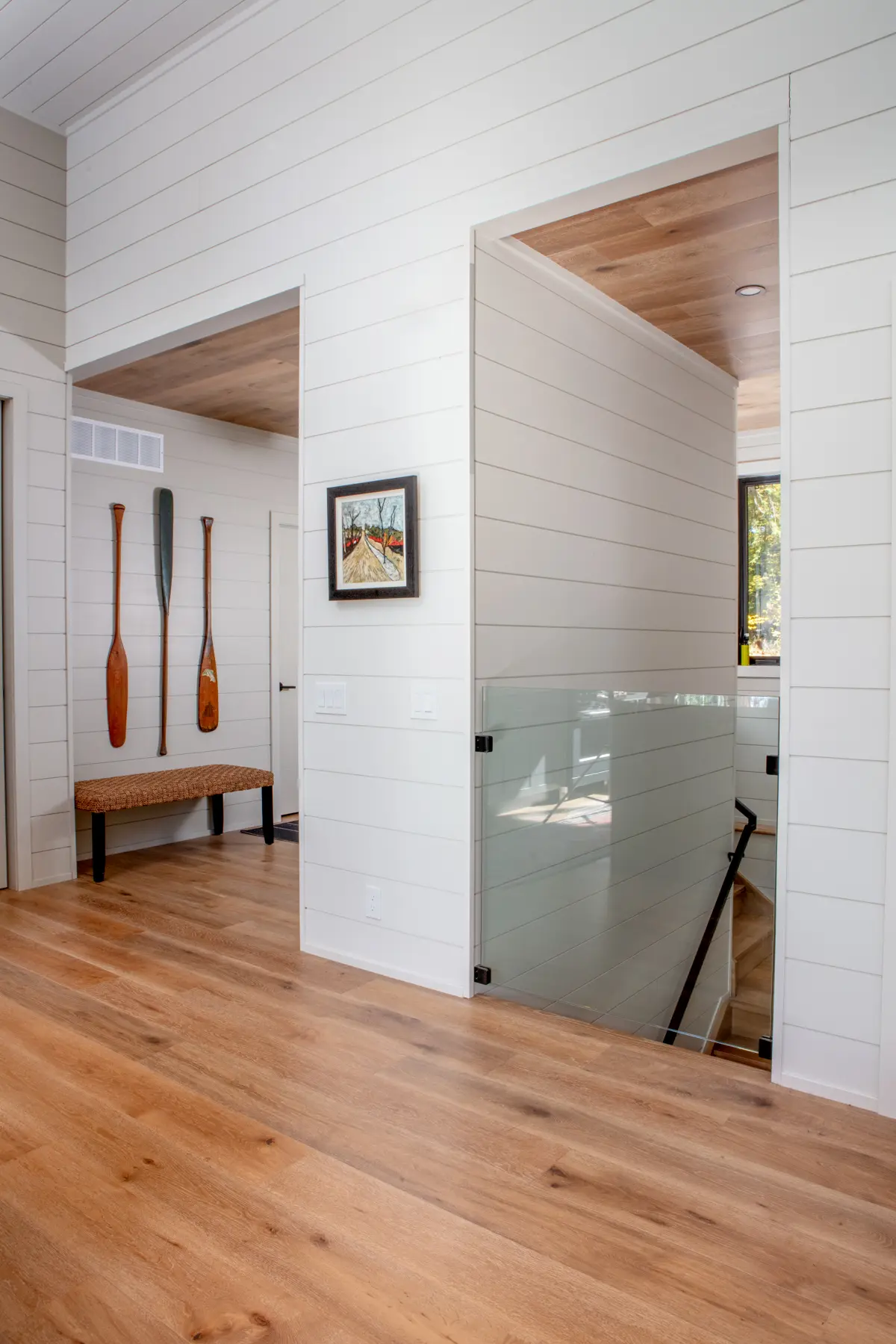 Muskoka Island Cottage Interior Hallway and Stairs Normerica