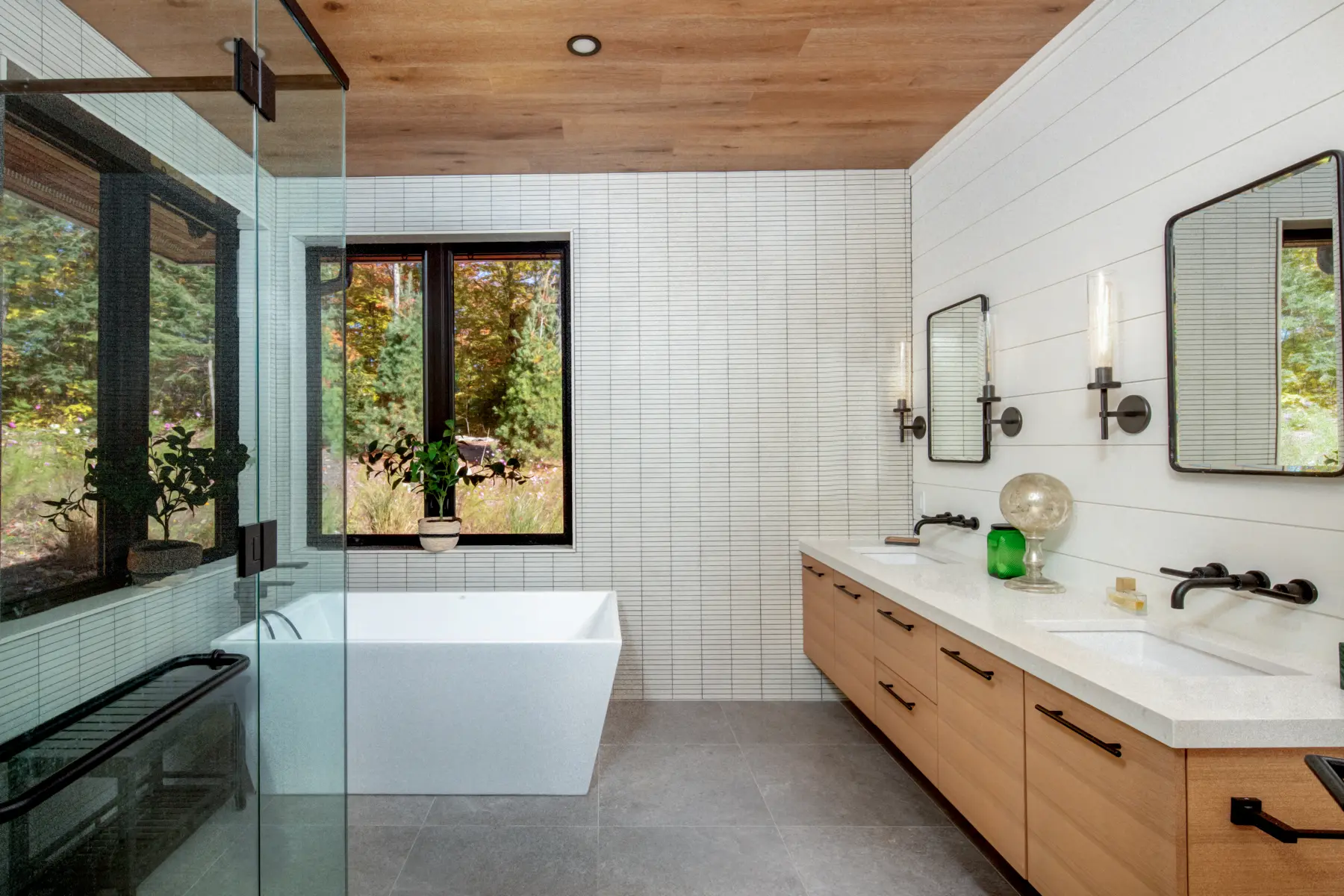 Muskoka Island Cottage Interior Primary Bathroom Ensuite
