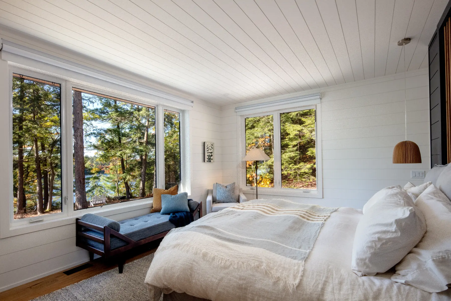 Muskoka Island Cottage Interior Primary Bedroom Normerica