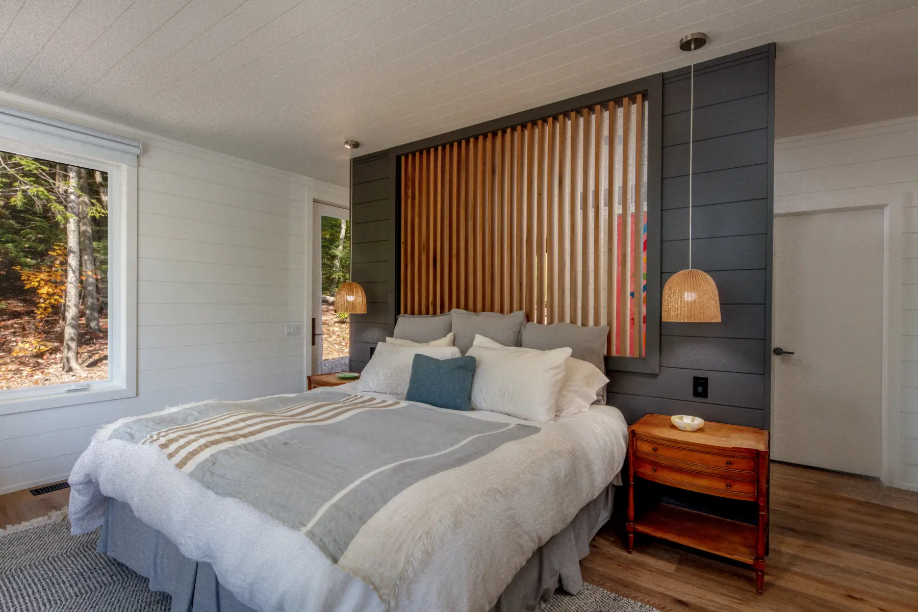 Muskoka Island Cottage Interior Primary Bedroom Wall