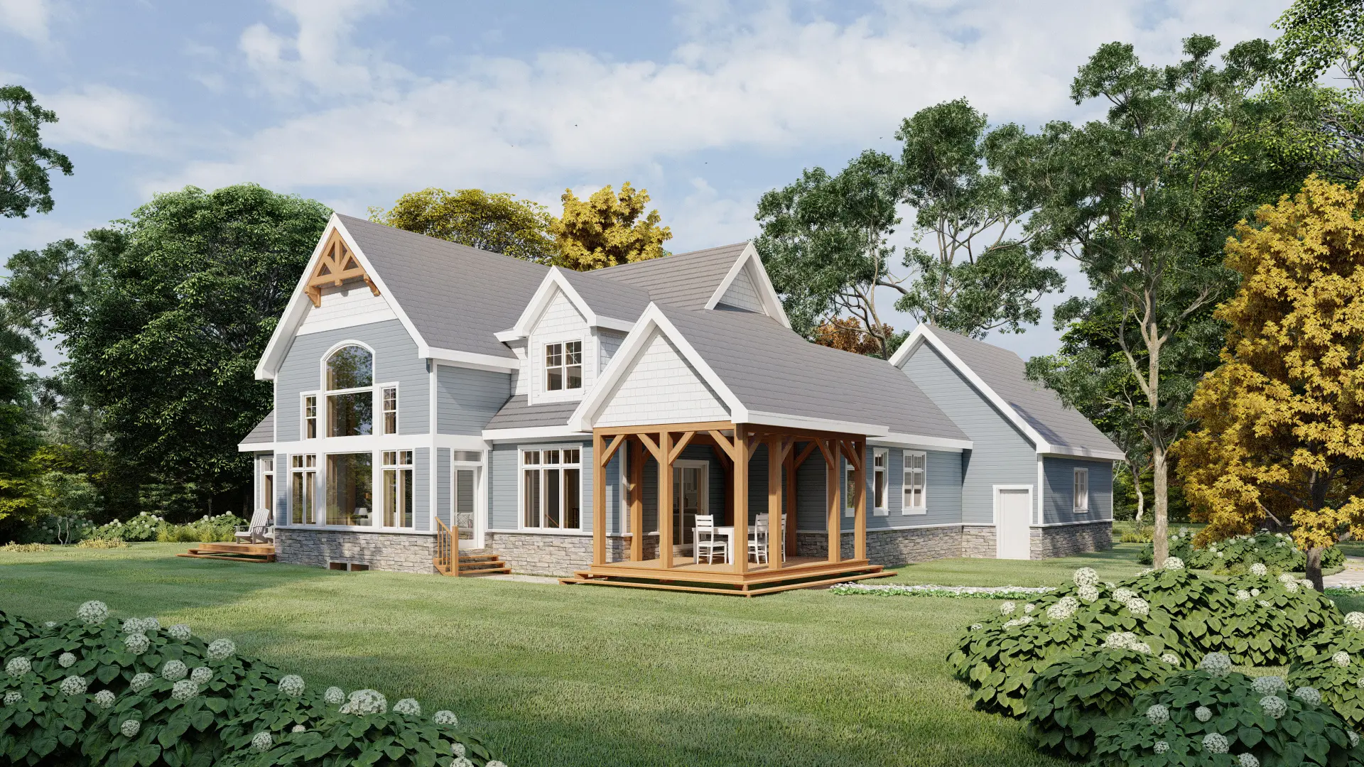 Normerica Timber Homes House Plans The Dufferin 2822 Exterior Side Covered Porch
