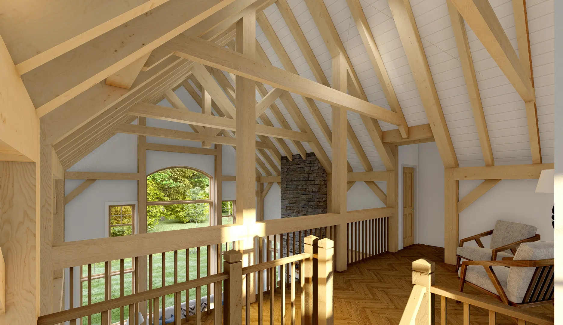 Normerica Timber Homes House Plans The Dufferin 2822 Interior Loft Cathedral Ceiling