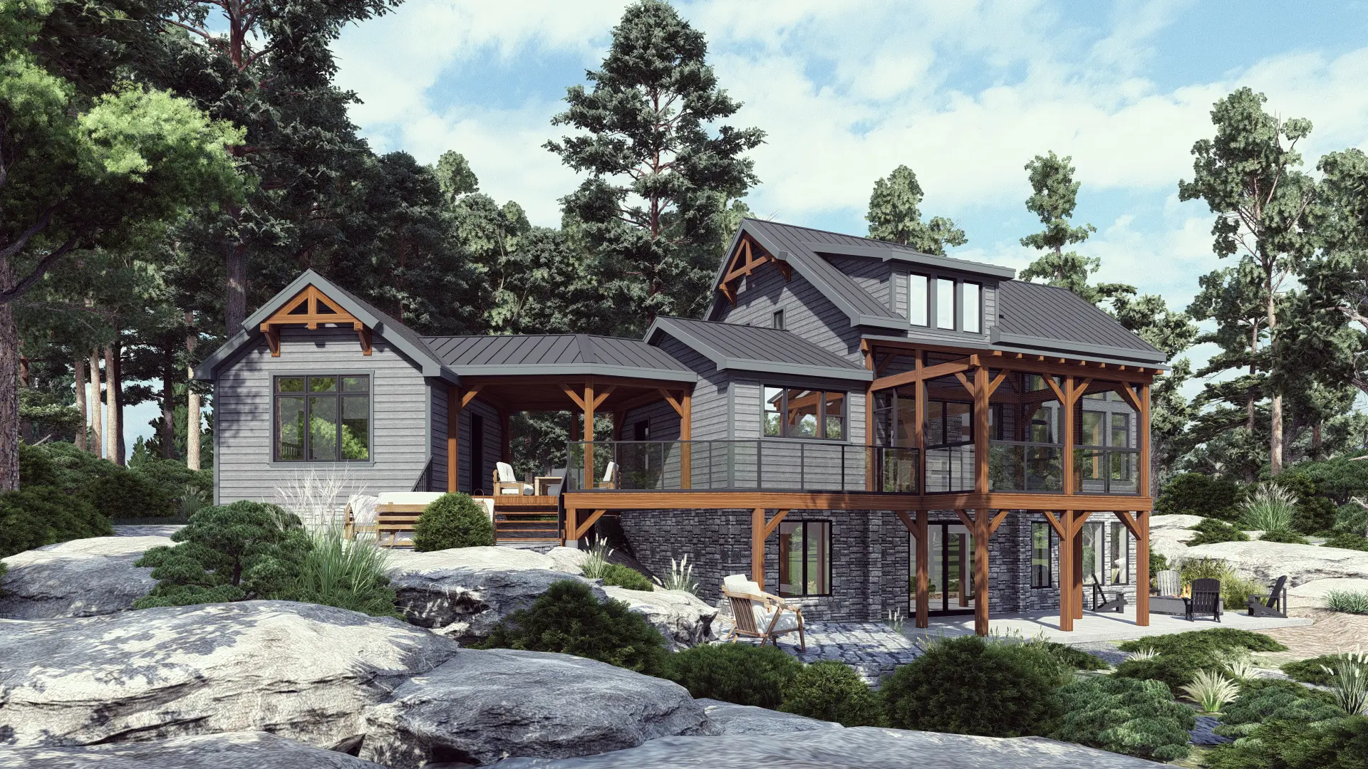 Normerica Timber Homes House Plans The Ranger 3575 Exterior Rear Cabin Side