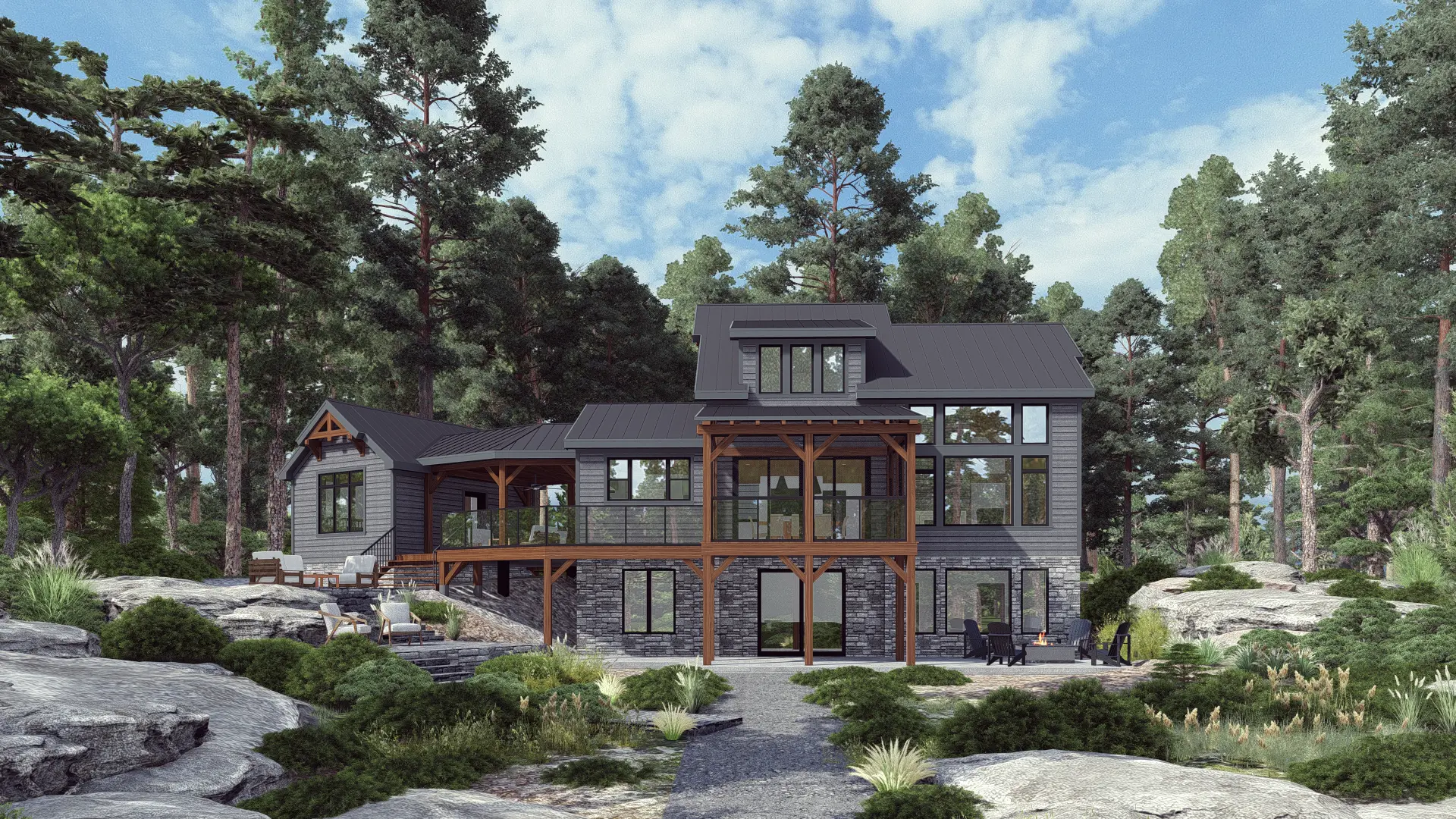 Normerica Timber Homes House Plans The Ranger 3575 Exterior Rear