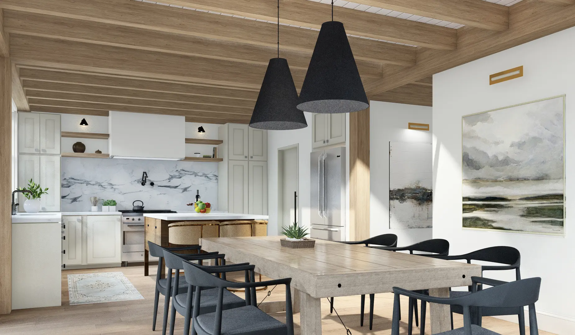 Normerica Timber Homes House Plans The Ranger 3575 Interior Dining Room Kitchen