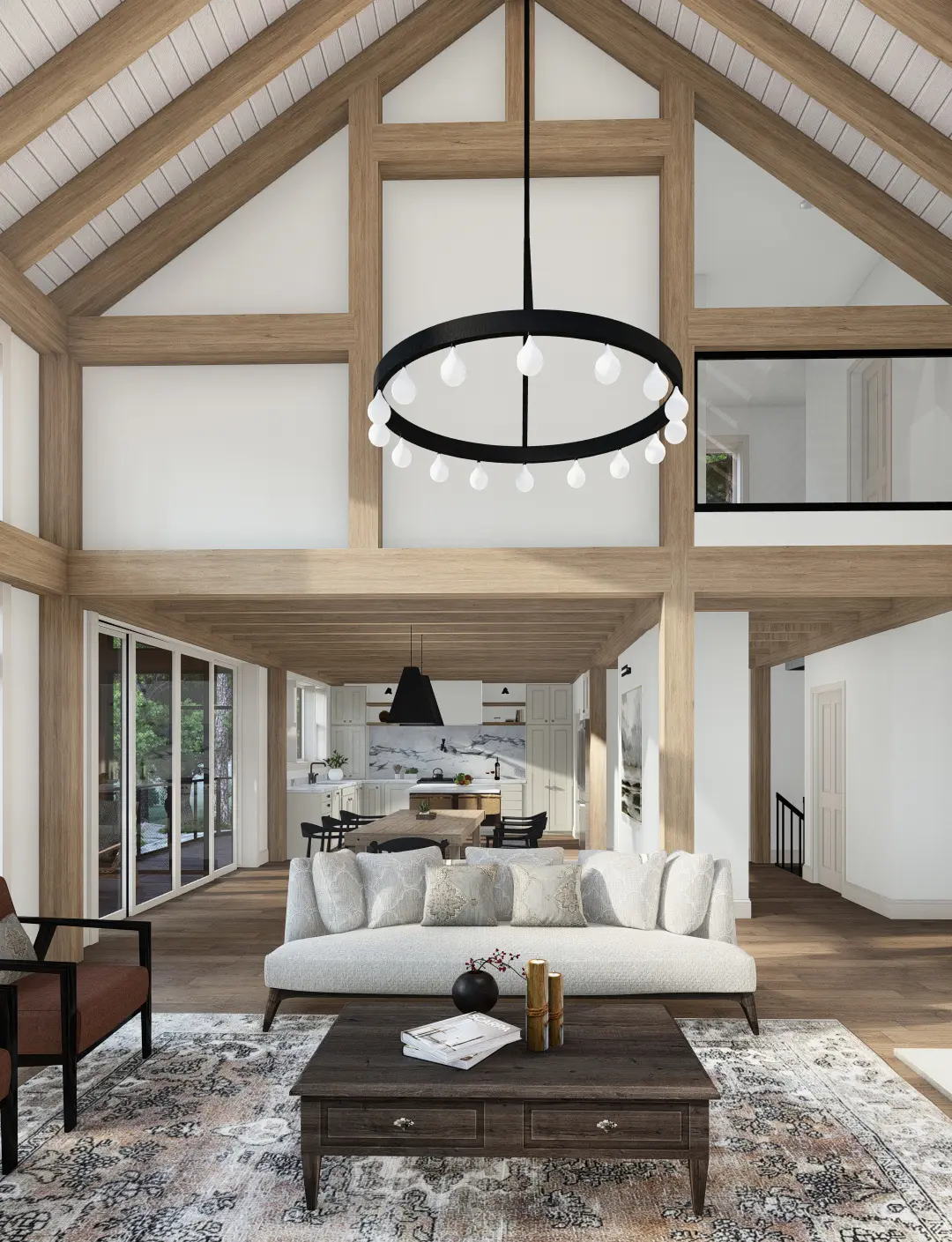 Normerica Timber Homes House Plans The Ranger 3575 Interior Living Room Dining Room