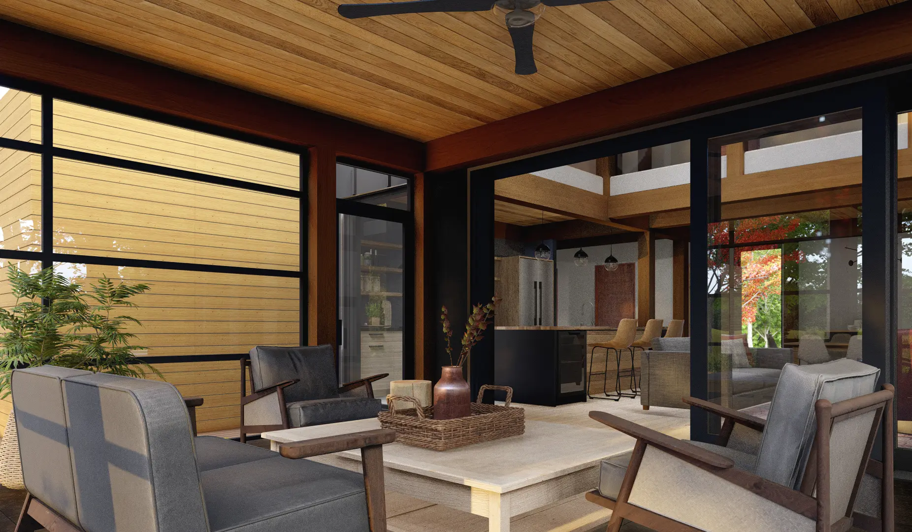 Scandinavian Cabin The Osler 4132 Interior Muskoka Room Normerica Timber Homes