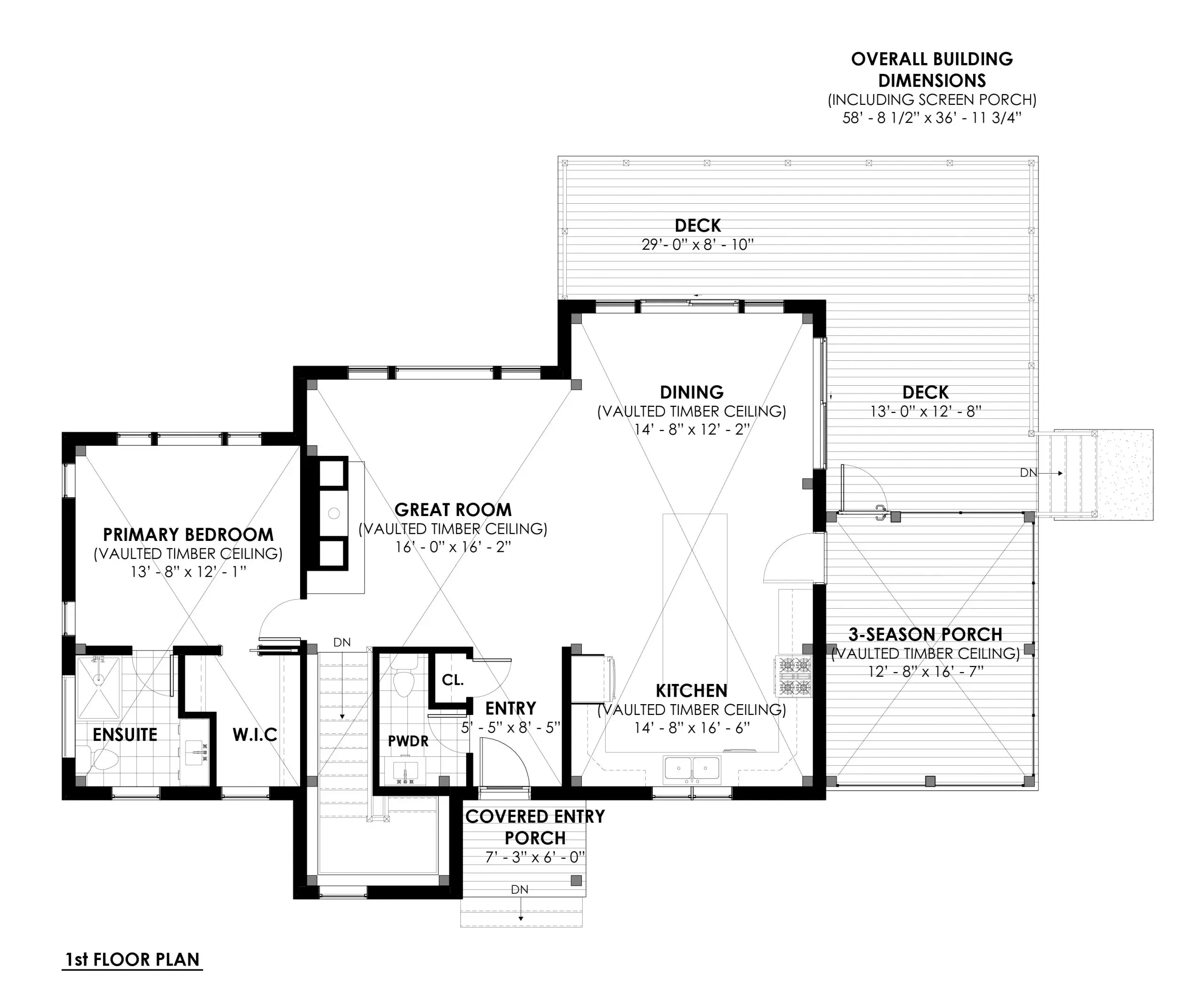 The Kershaw 3808 Floor Plan 1st Floor House Plan Normerica Timber Homes scaled