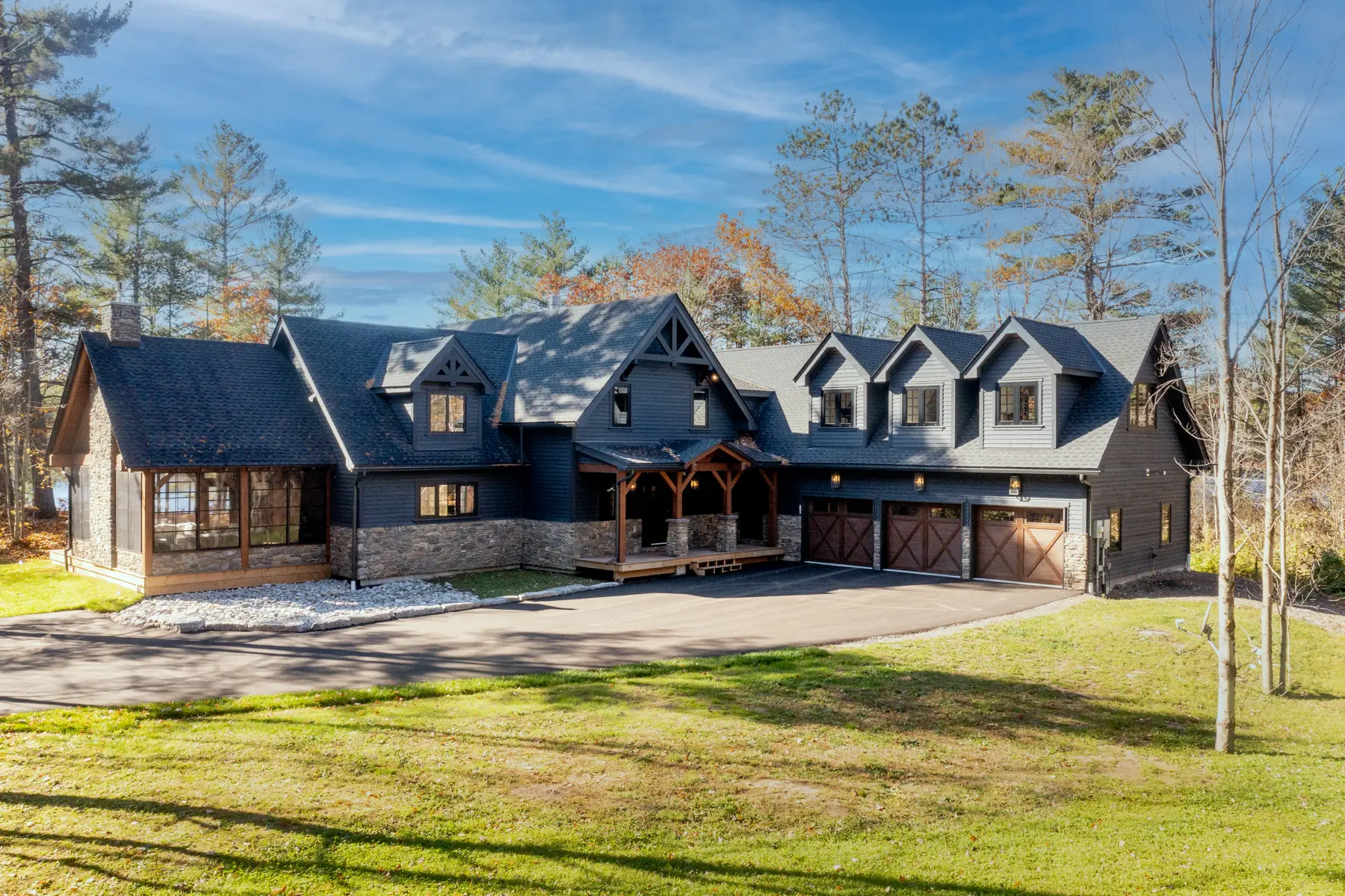 Traditional Lakeside Cottage Lakeside Escape Project Portfolio Exterior Front Daytime Normerica Timber Homes