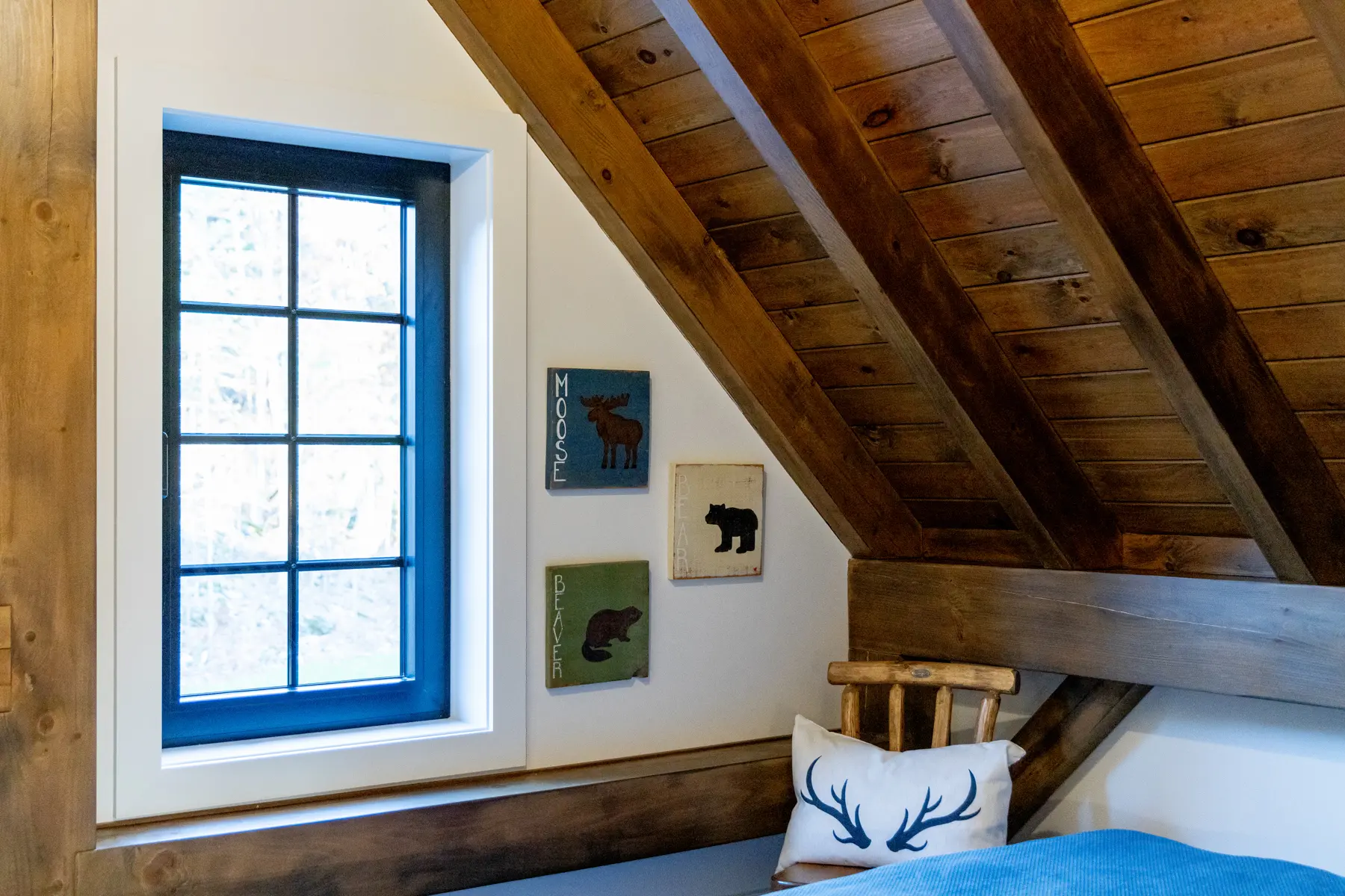 Traditional Lakeside Cottage Lakeside Escape Project Portfolio Interior Loft Second Level Kid Room Normerica Timber Homes