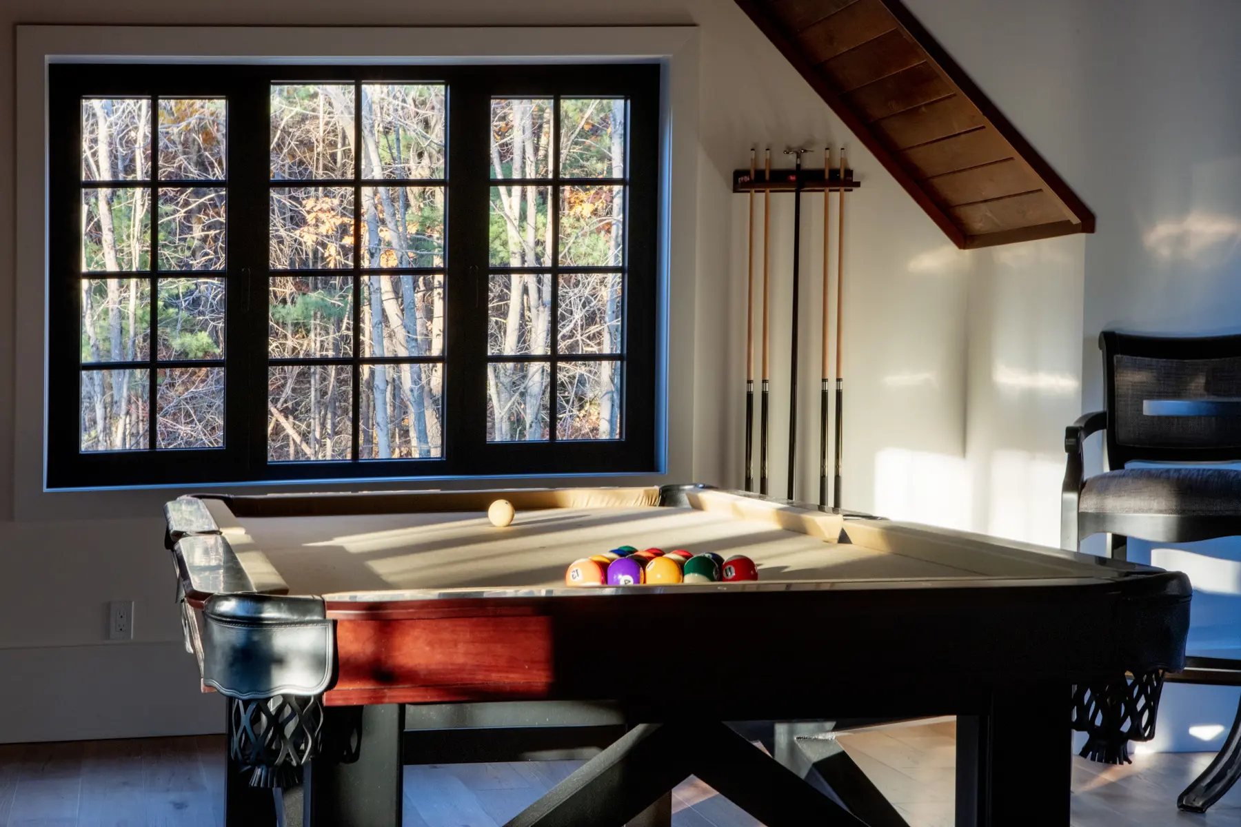 Traditional Lakeside Cottage Lakeside Escape Project Portfolio Interior Recreation Room Garage Pool Table Games Room Normerica Timber Homes